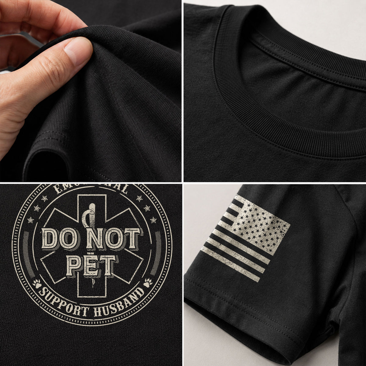 Funny Do Not Pet Support Husband Emblem Graphic Tee Shirt Casual Apparel Top Clothing