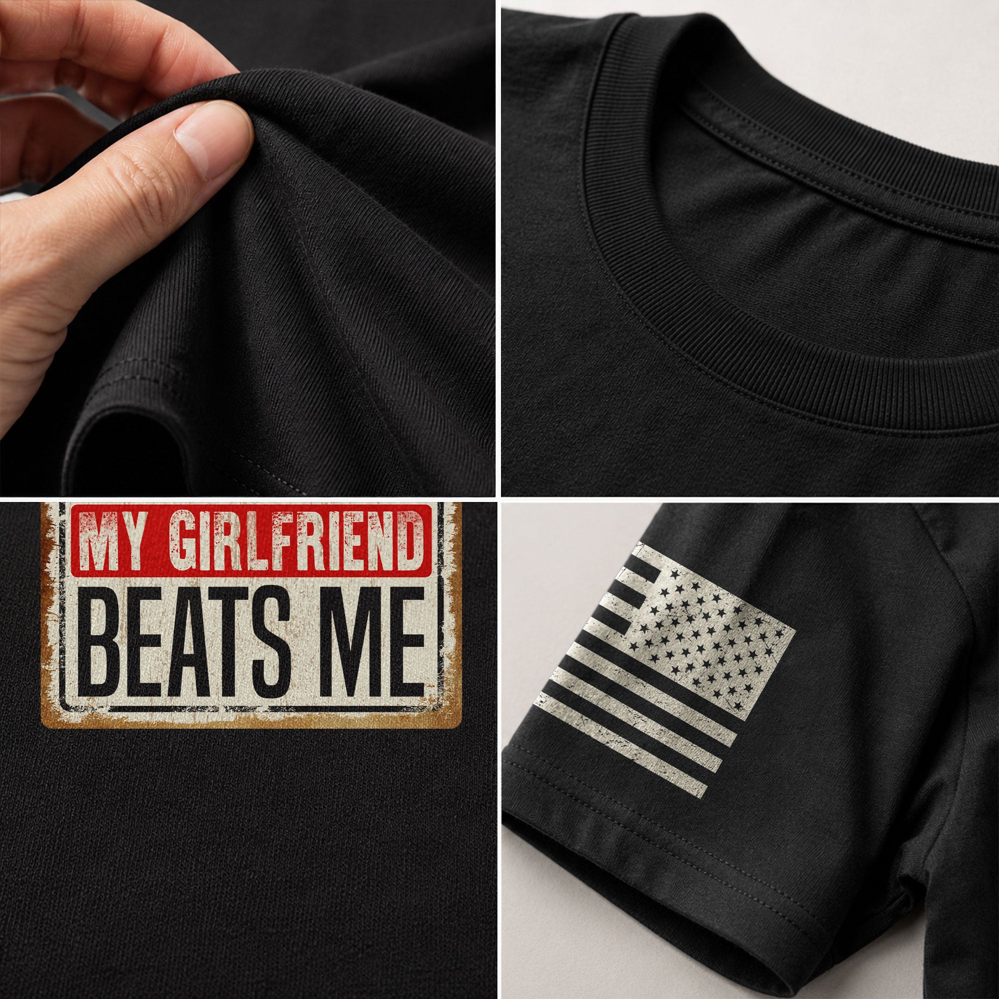 My Girlfriend Beats Me Funny Joke Quote Men Vintage Graphic Shirt Casual Novelty Tops