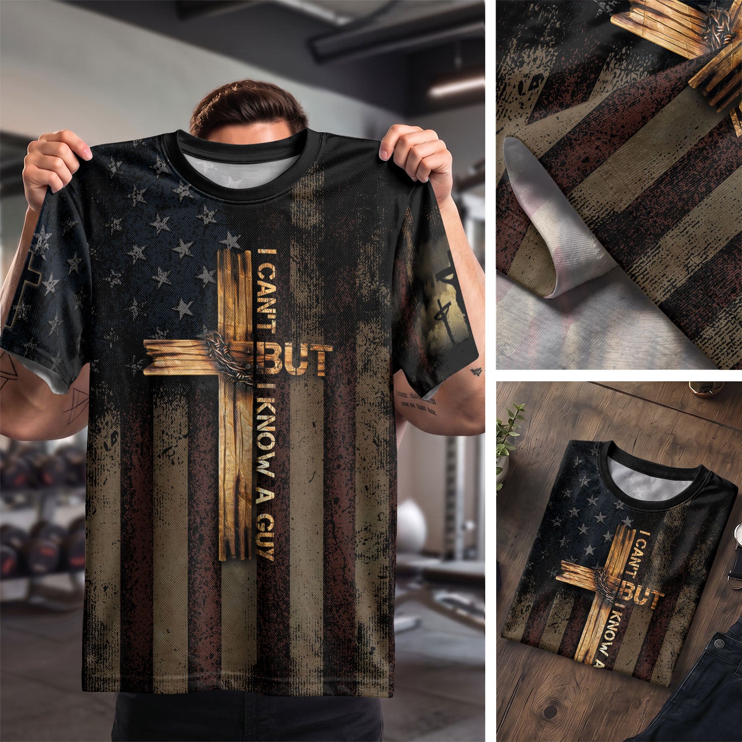 Freedom Shirts - I Can't But I Know A Guy Cross and Flag Faith Warrior, Christian Tee Shirts for Men, RustField Co - Rust Field Wear
