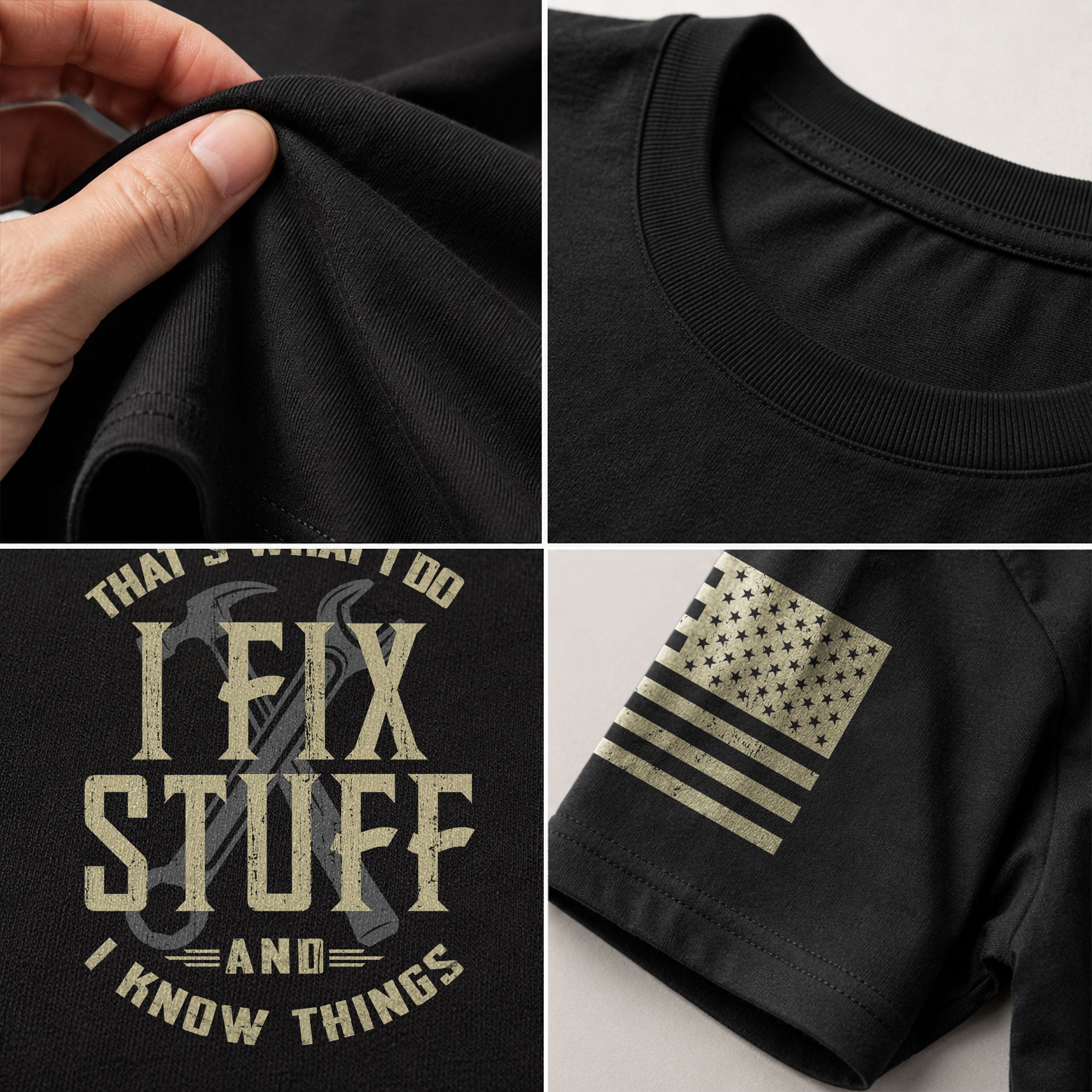 I Fix Stuff And I Know Things Graphic Shirt Men Funny Quote T-Shirt Sleeves Tee