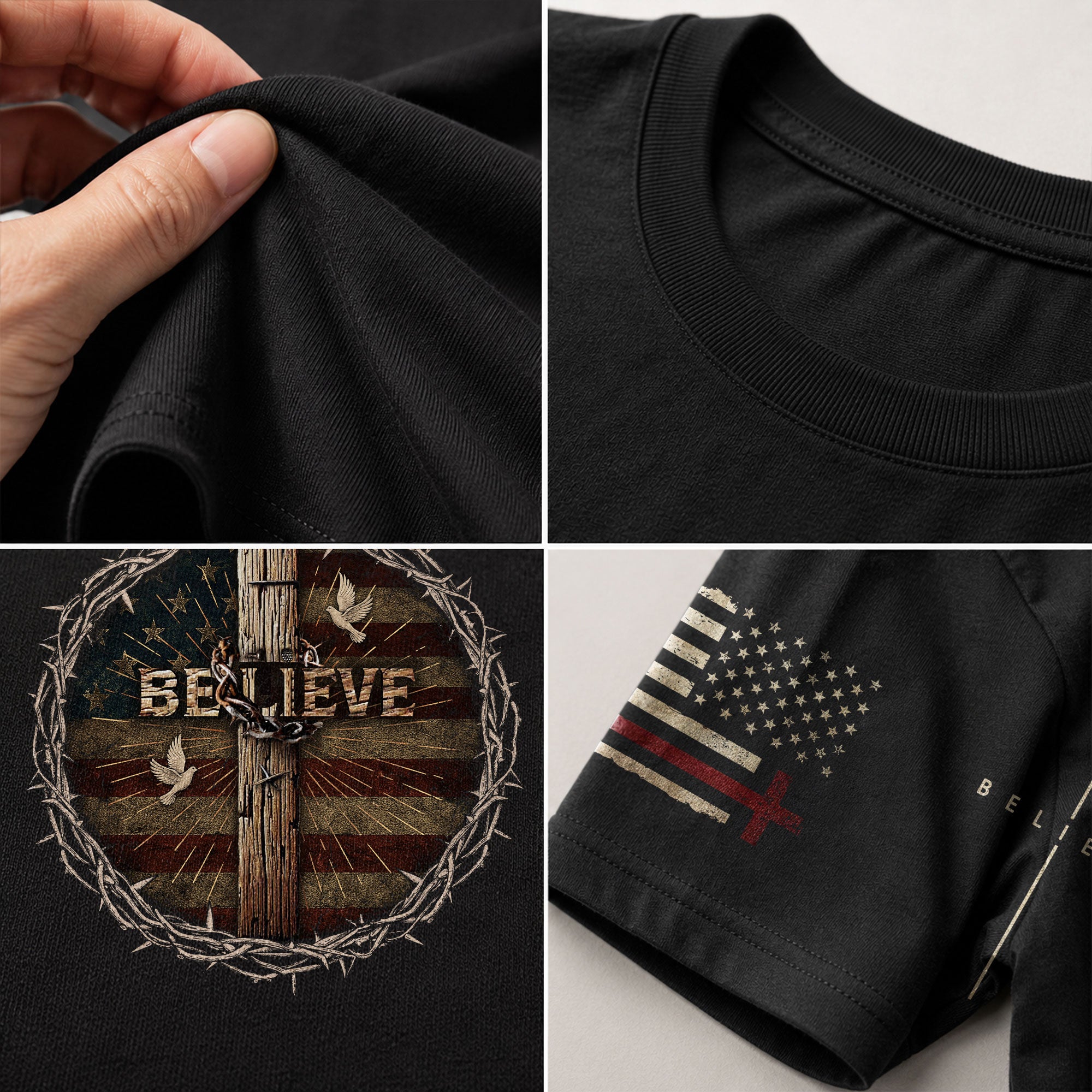 Believe Freedom Starts With Faith - Freedom T Shirt, Patriotic Shirts for Men - Rust Field Wear