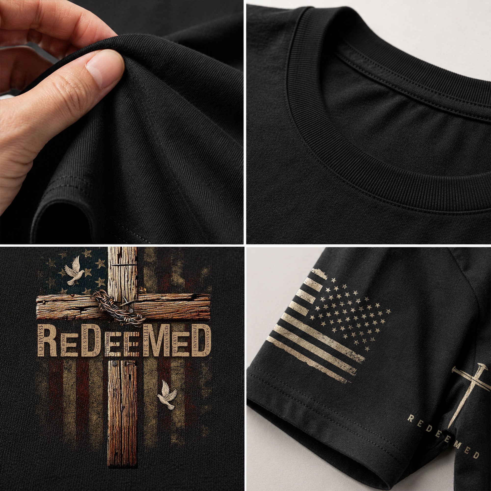 Christian Shirts for Men - ReDeeMed Chains Off, Faith On, Christian Tee Shirts - Rust Field Wear