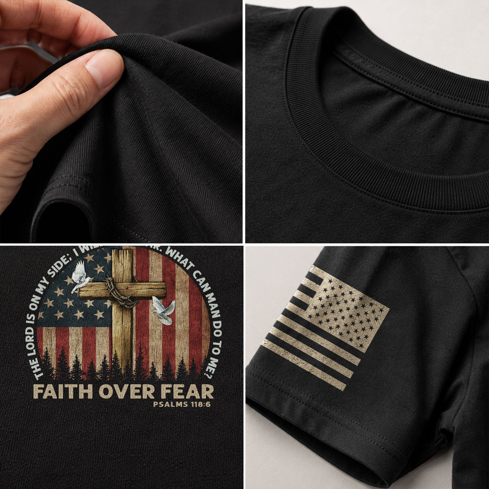 Christian Shirts for Men, Faith Over Fear Psalms 118:6 - Christian Tee Shirts - Rust Field Wear