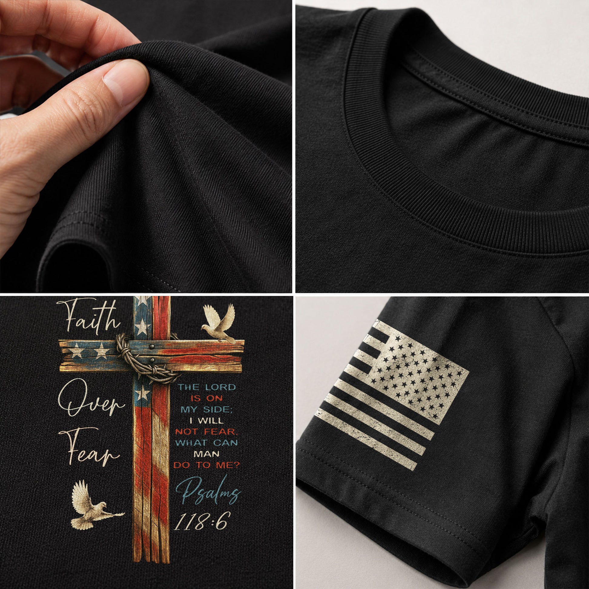 Faith Based Christian Tee Shirts, Faith Over Fear Rustic Cross - Christian Shirts for Men - Rust Field Wear