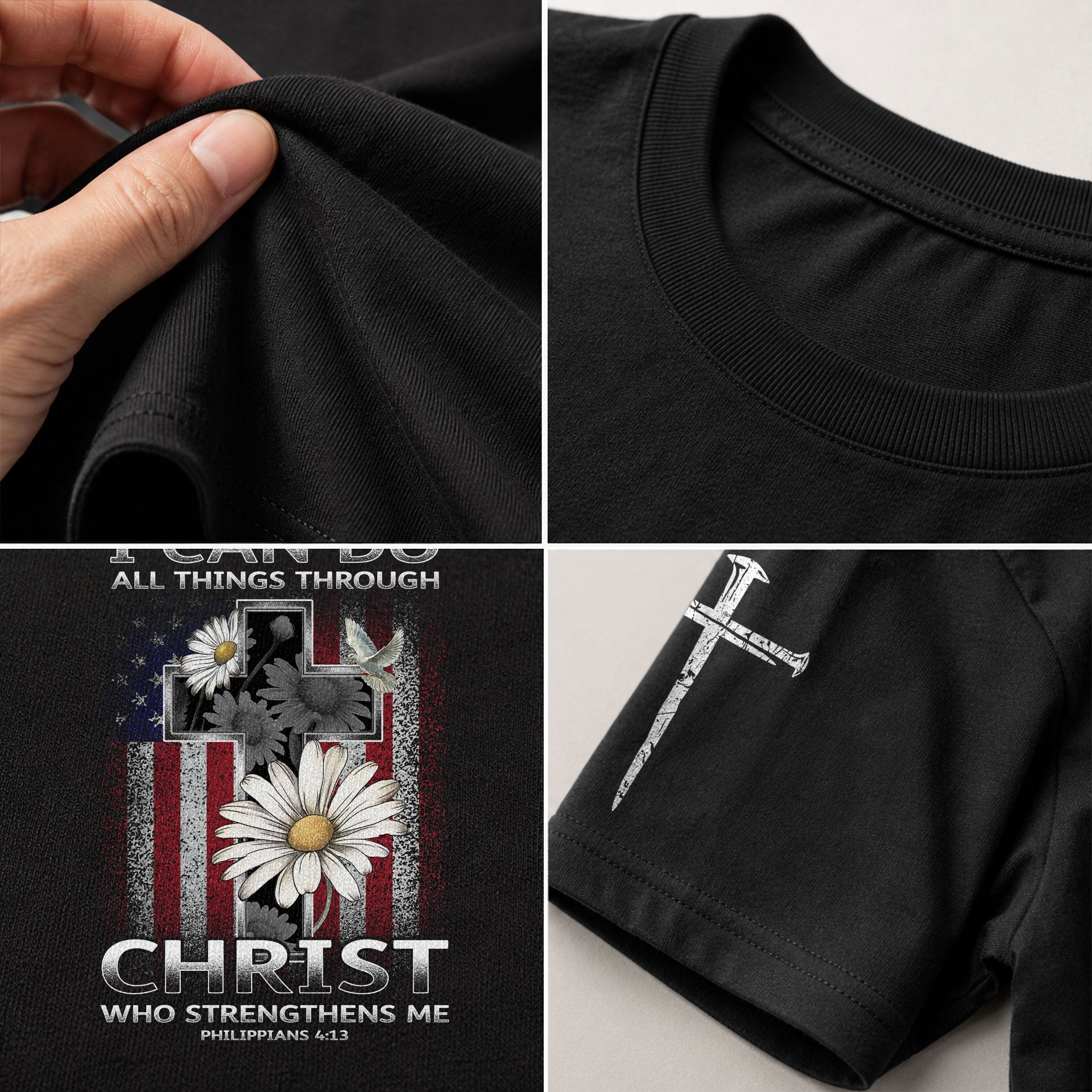 Christian Shirts for Men, I Can Do All Things Through Christ Cross - Christian Tee Shirts - Rust Field Wear