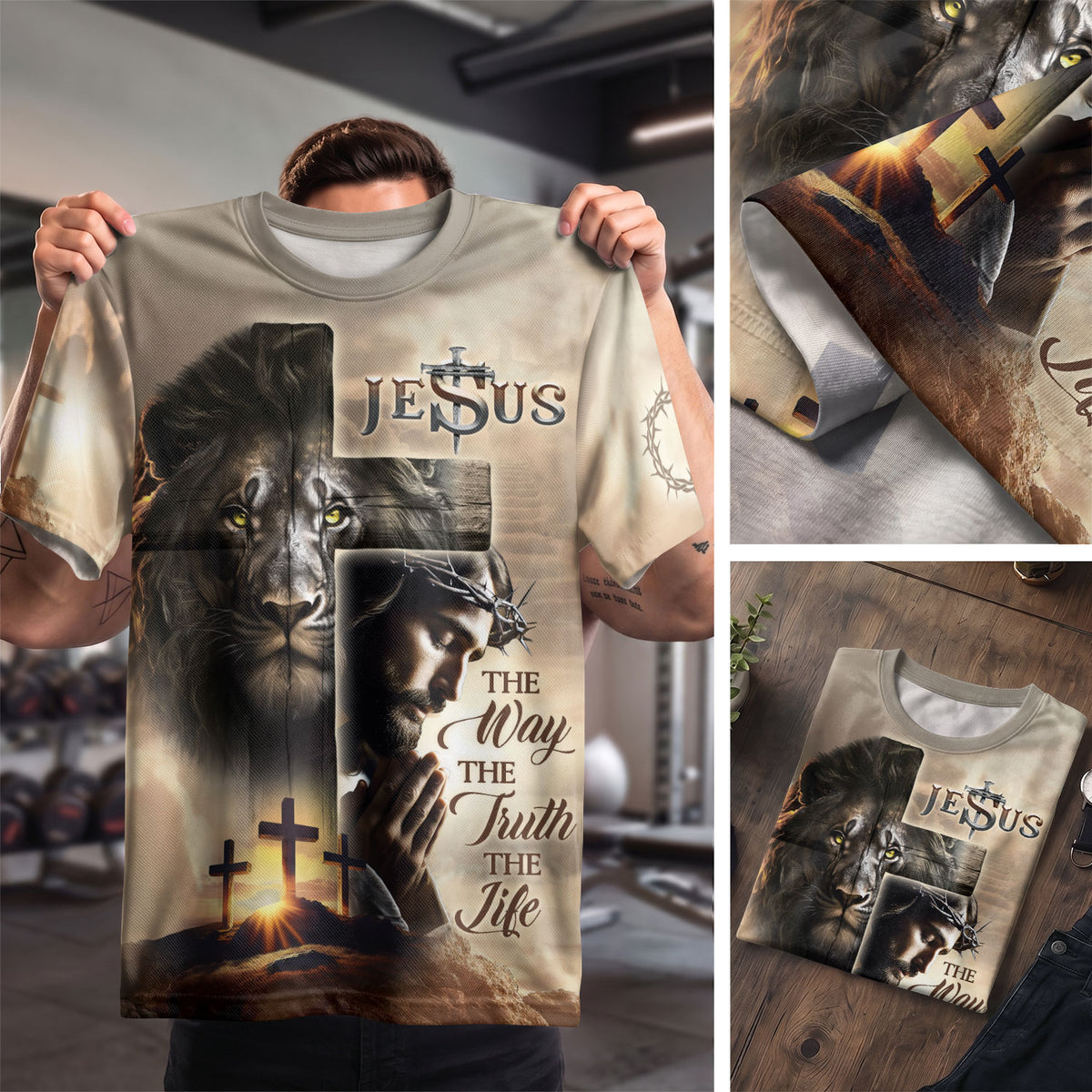 RustField Co Christian Tee Shirts - Lion Cross Resurrection, Freedom Shirts for Men - Rust Field Wear
