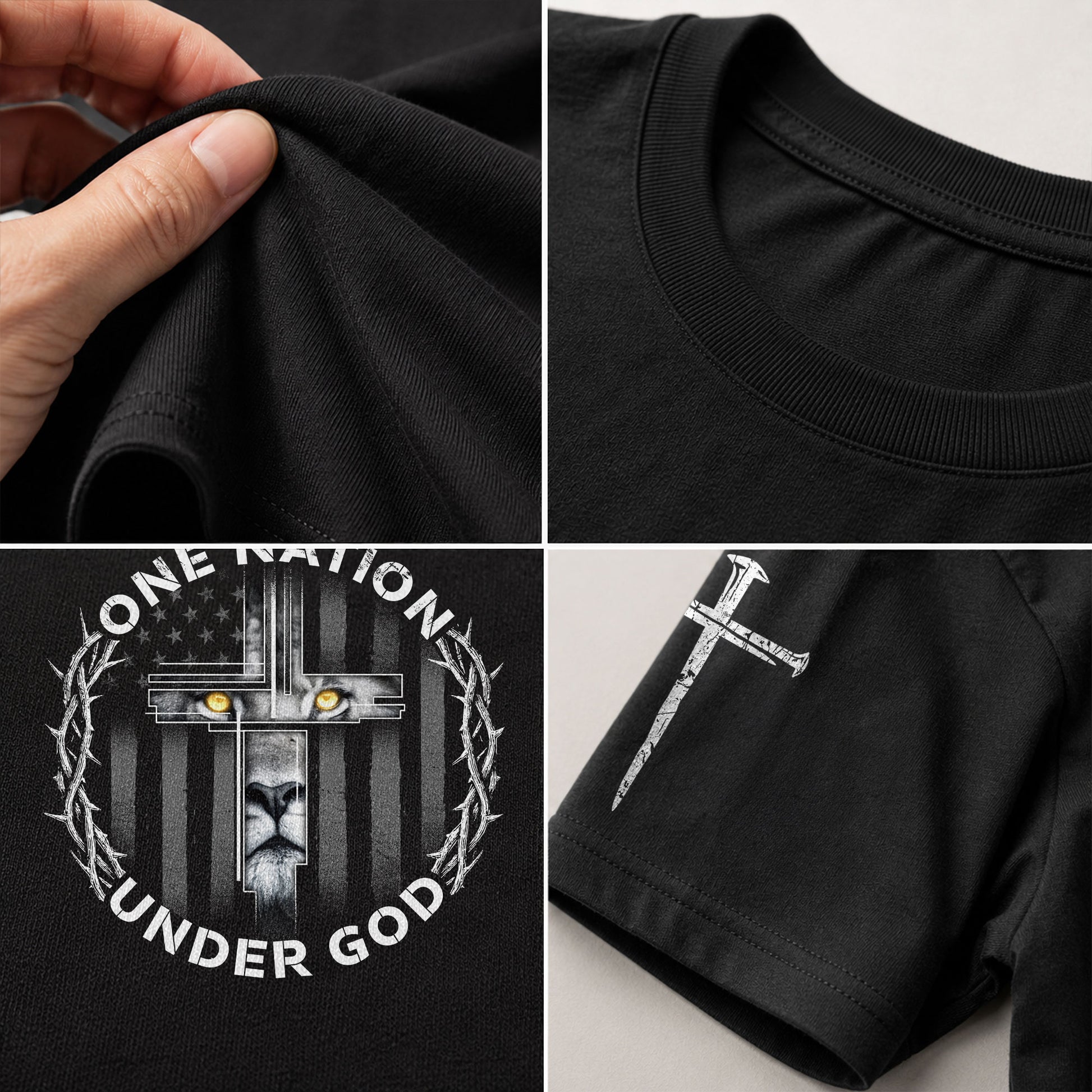 One Nation Under God Lion Cross, Christian Tee Shirts - Faith Shirts for Men - Rust Field Wear