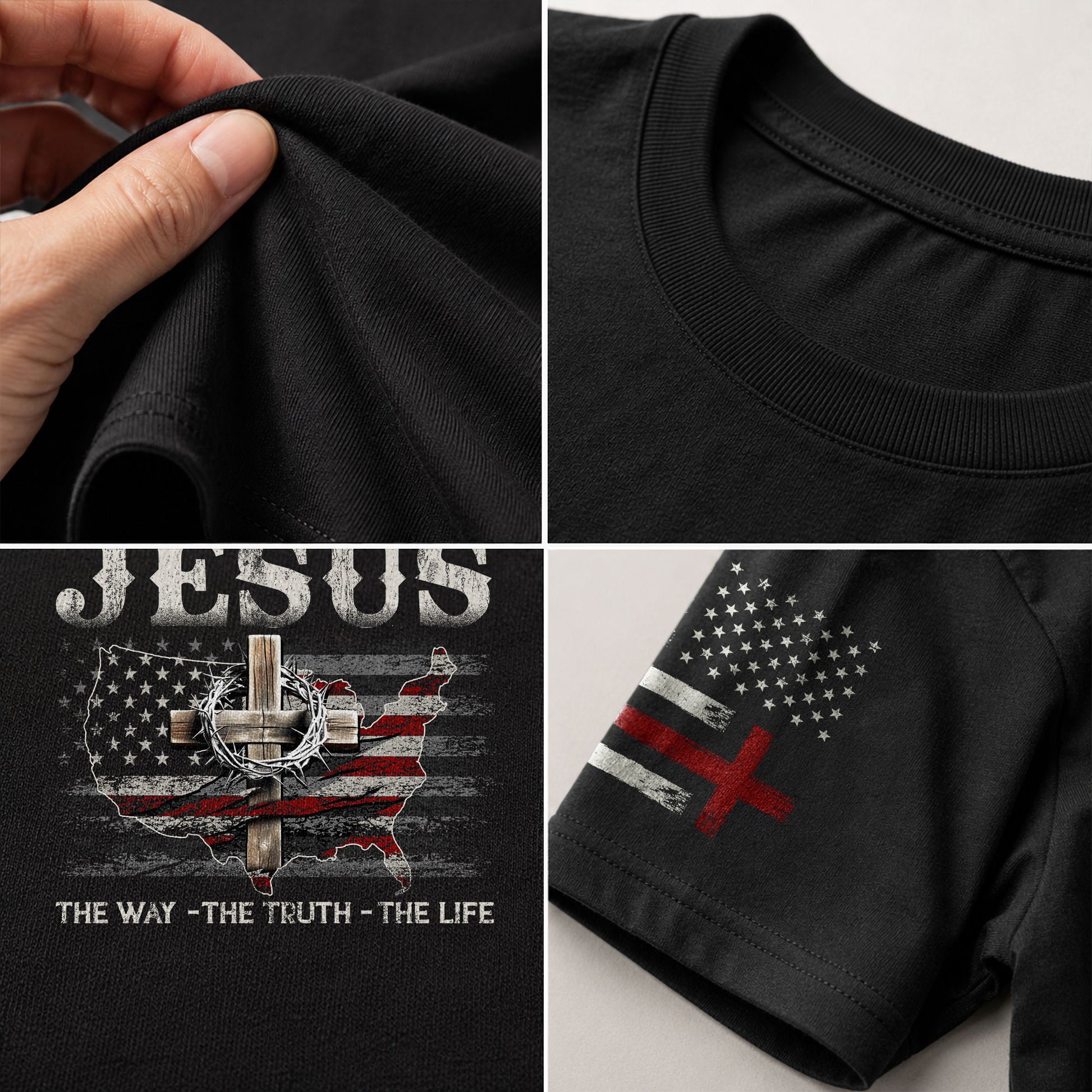 Jesus The Way, The Truth, The Life USA Christian, Christian Shirts for Men - Christian Tee Shirts - Rust Field Wear