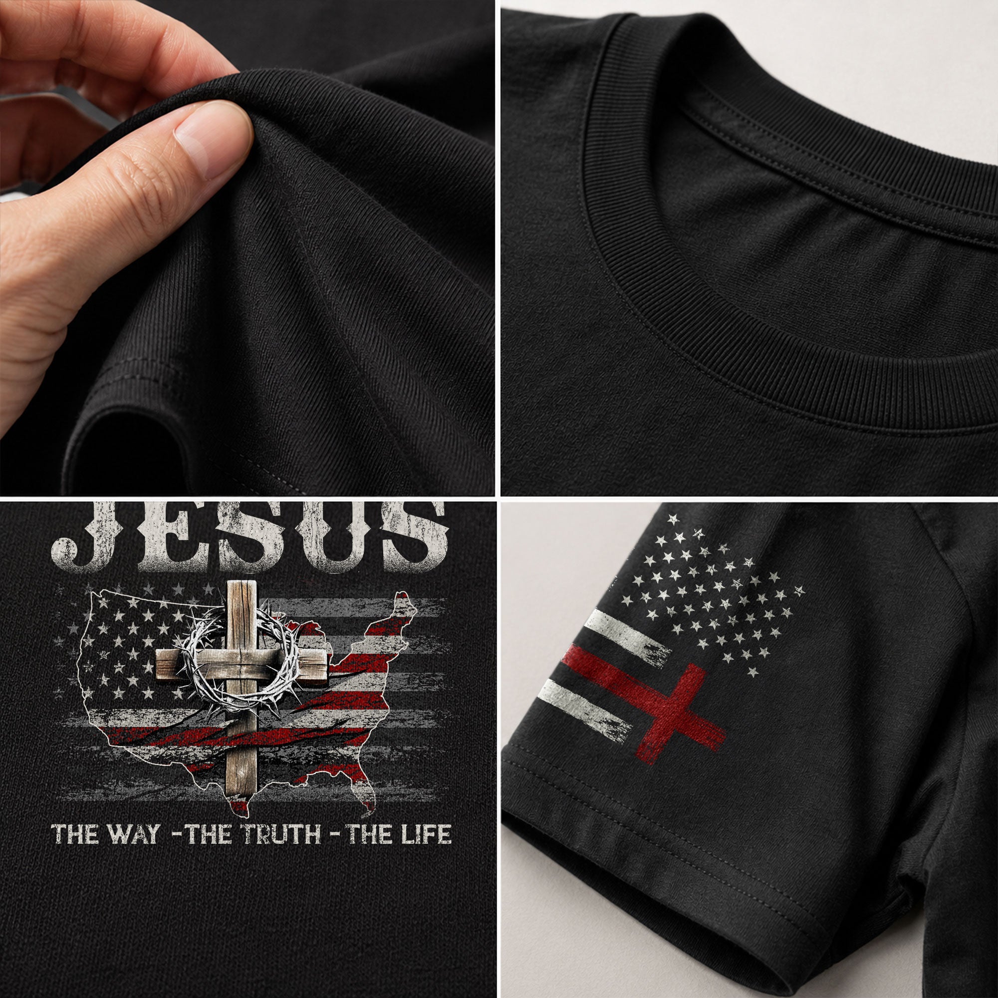 Jesus The Way, The Truth, The Life USA Christian, Christian Shirts for Men - Christian Tee Shirts - Rust Field Wear