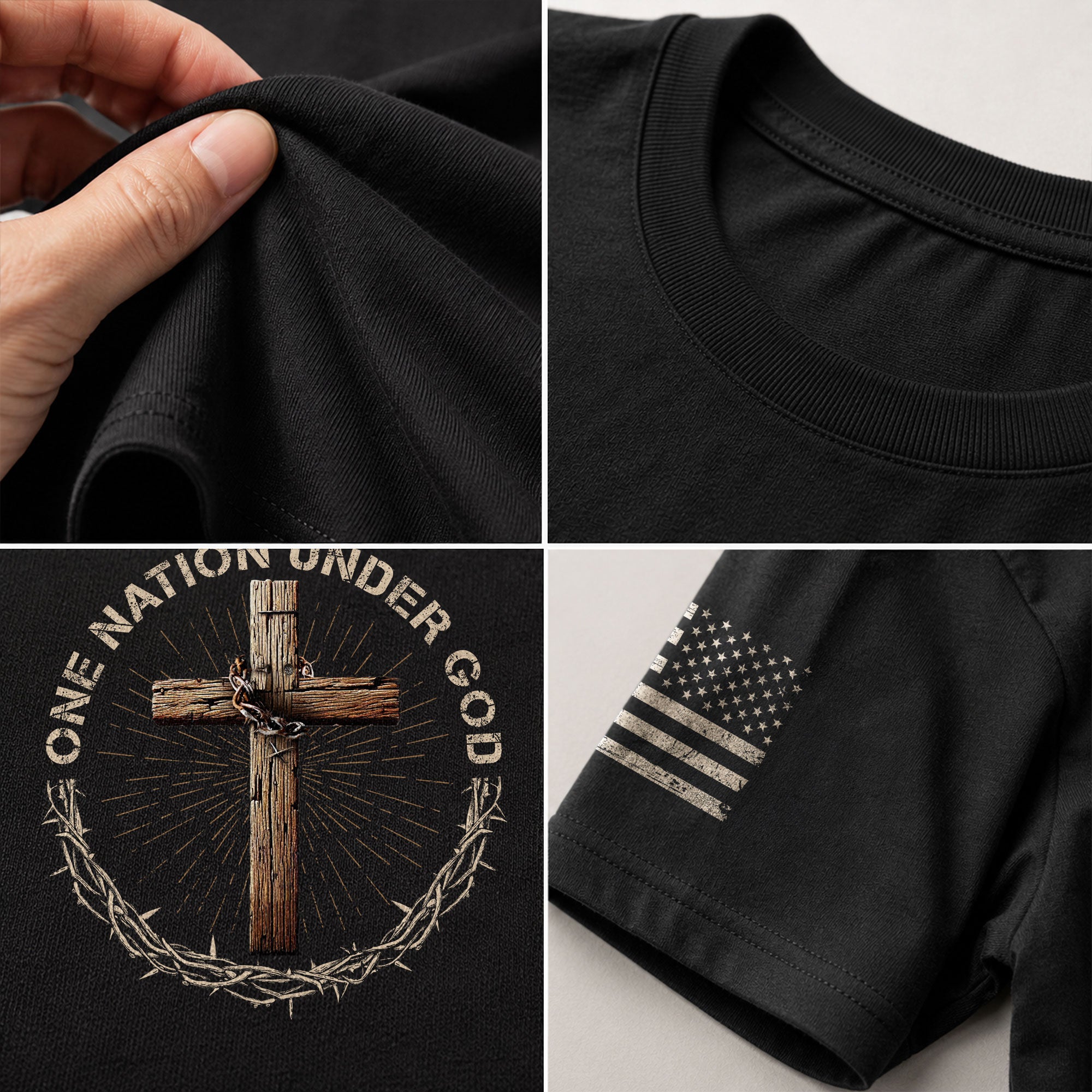 Christian Shirts for Men - One Nation Under God Crown and Cross Edition, Christian Tee Shirts - Rust Field Wear