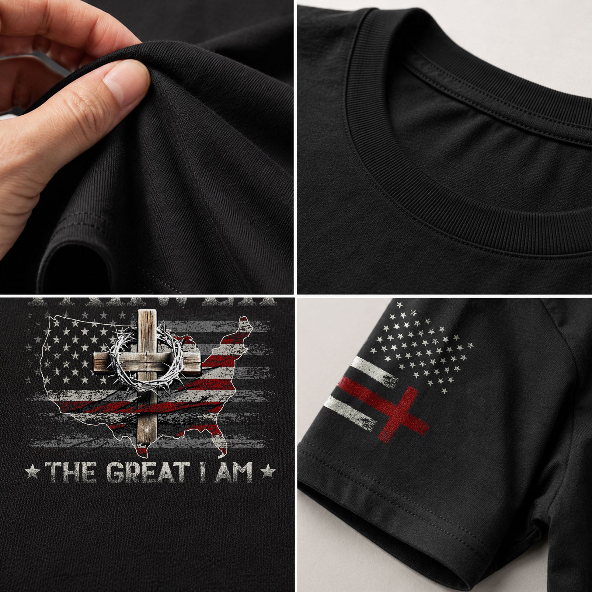 Yahweh The Great I Am Christian USA Cross - Christian Tee Shirts, Christian Shirts for Men - Rust Field Wear