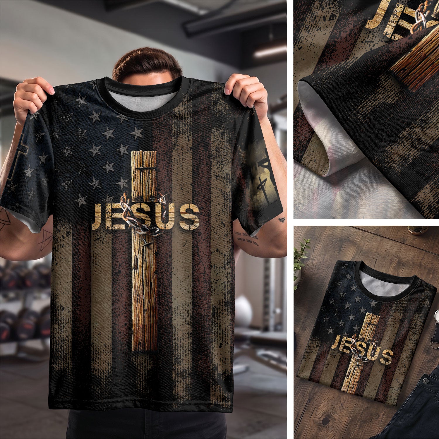 Only JESUS Saves American Faith, Freedom Shirts - Christian Tee Shirts for Men, RustField Co - Rust Field Wear