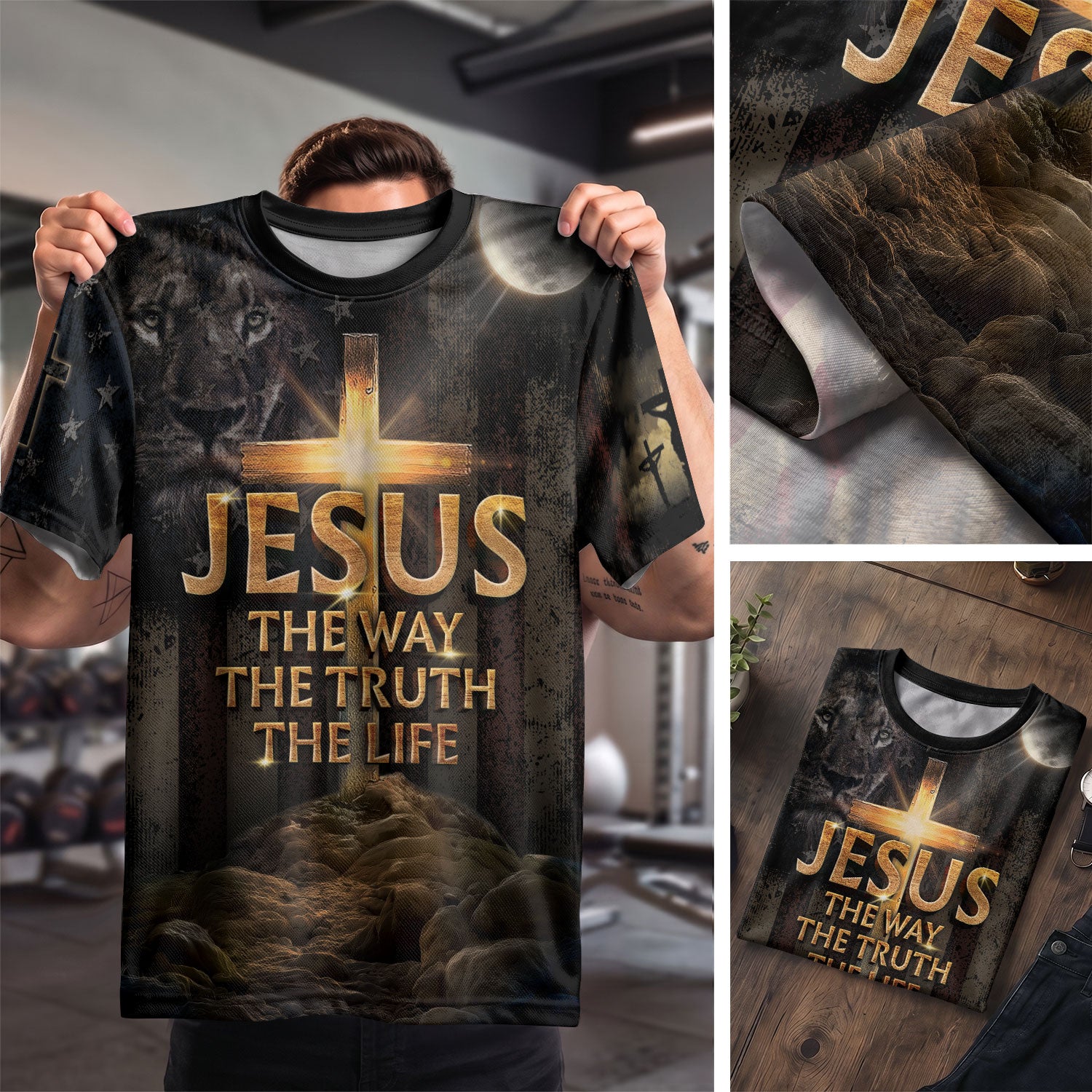 Jesus Is the Light The Way The Truth The Life with Cross and Flag, Freedom Shirts - Christian Tee Shirts for Men, RustField Co - Rust Field Wear