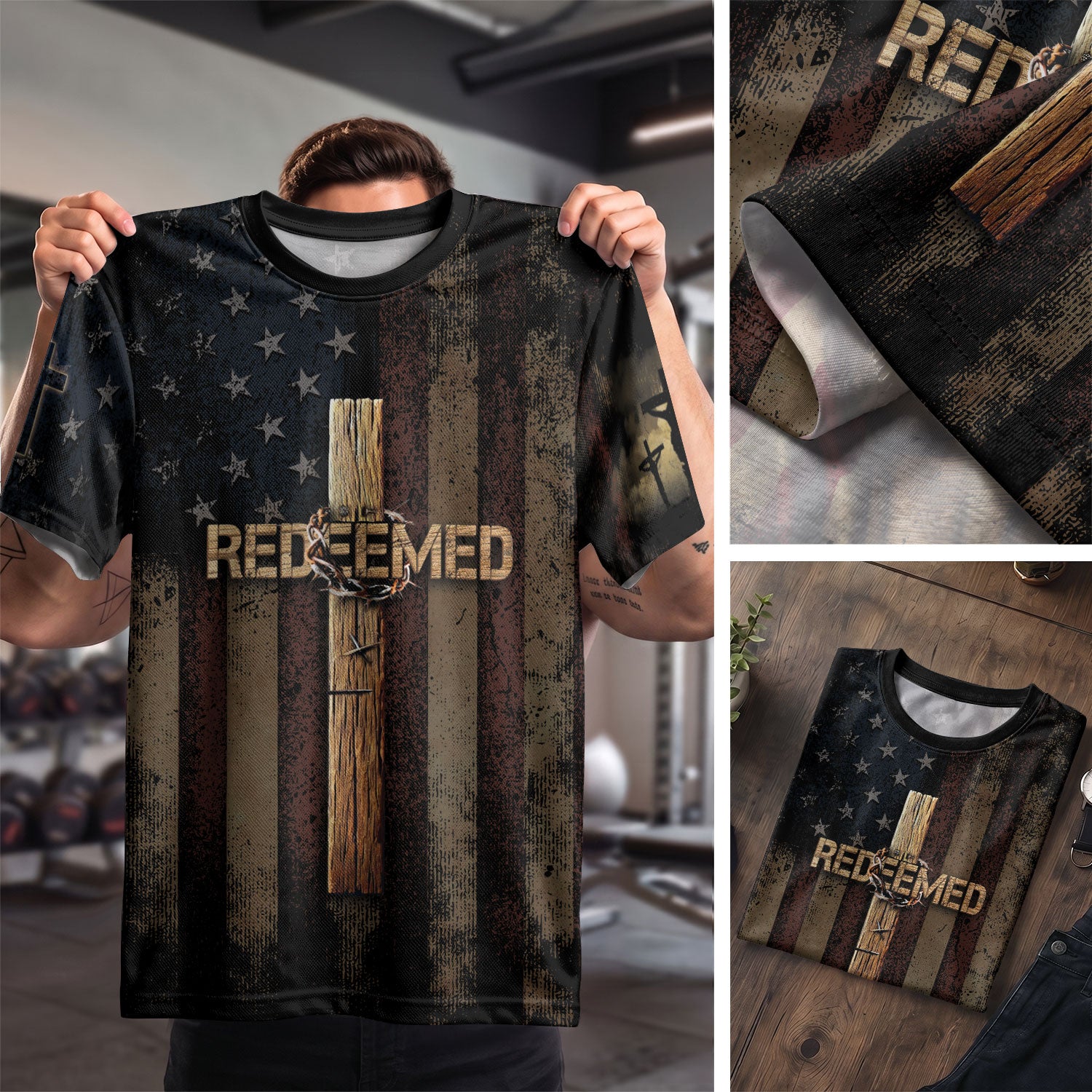 Redeemed Cross of Freedom and Crown of Thorns, Freedom Shirts - Christian Tee Shirts for Men, RustField Co - Rust Field Wear
