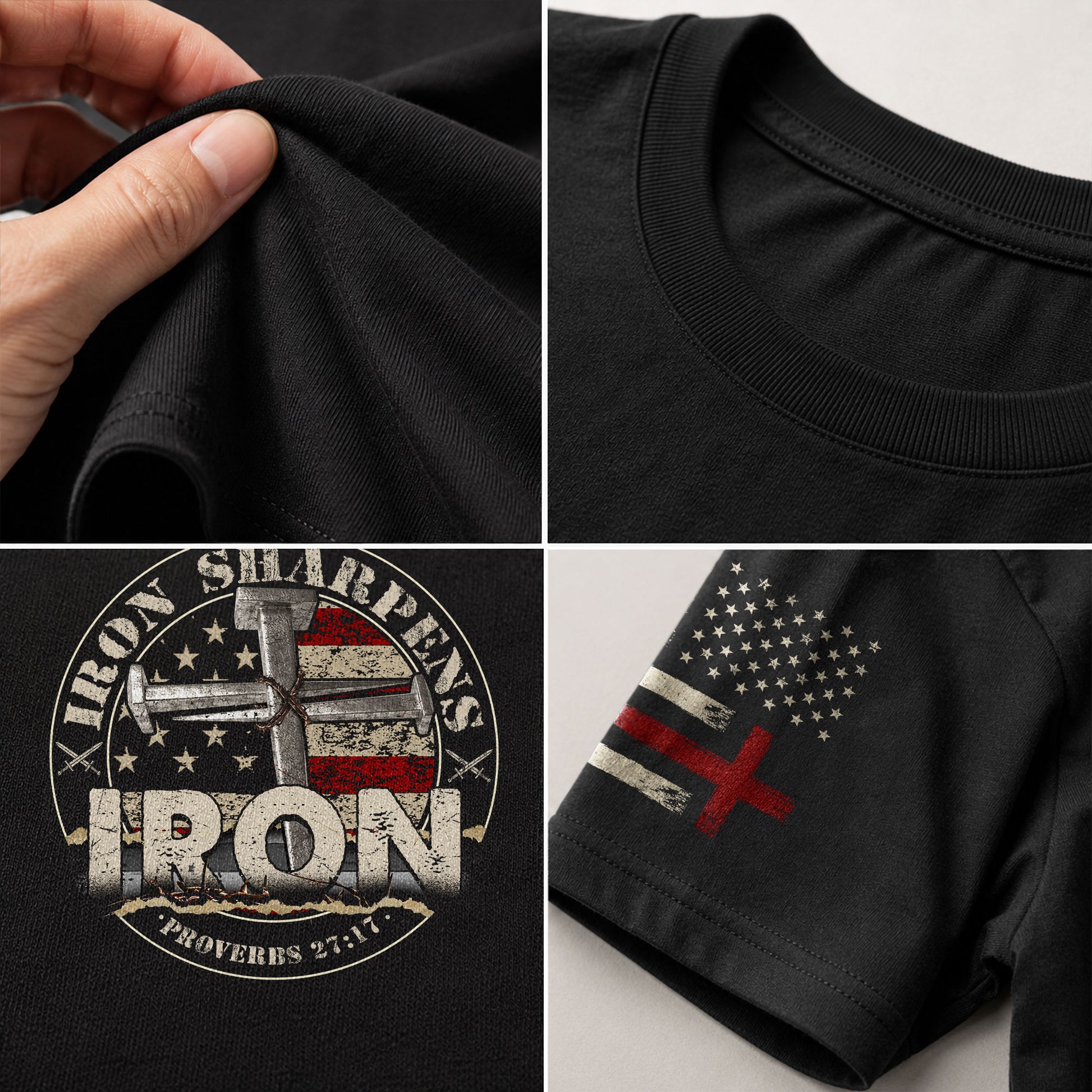 Christian Shirts for Men - Iron Sharpens Iron Proverbs 27:17 Bible Verse, Christian Tee Shirts - Rust Field Wear