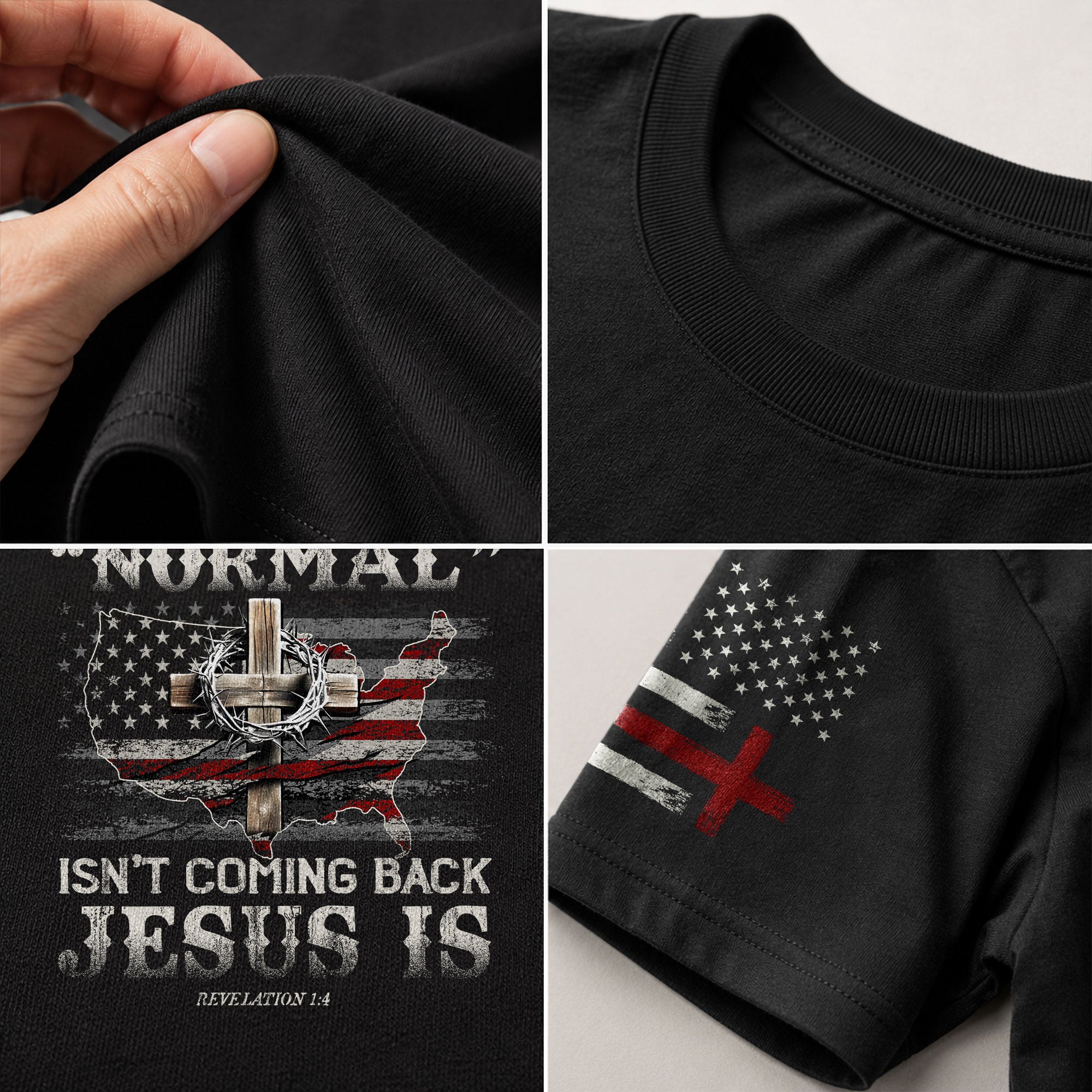 Jesus Is Coming Back Revelation 1:4 USA Christian, Christian Tee Shirts - Faith Shirts for Men - Rust Field Wear