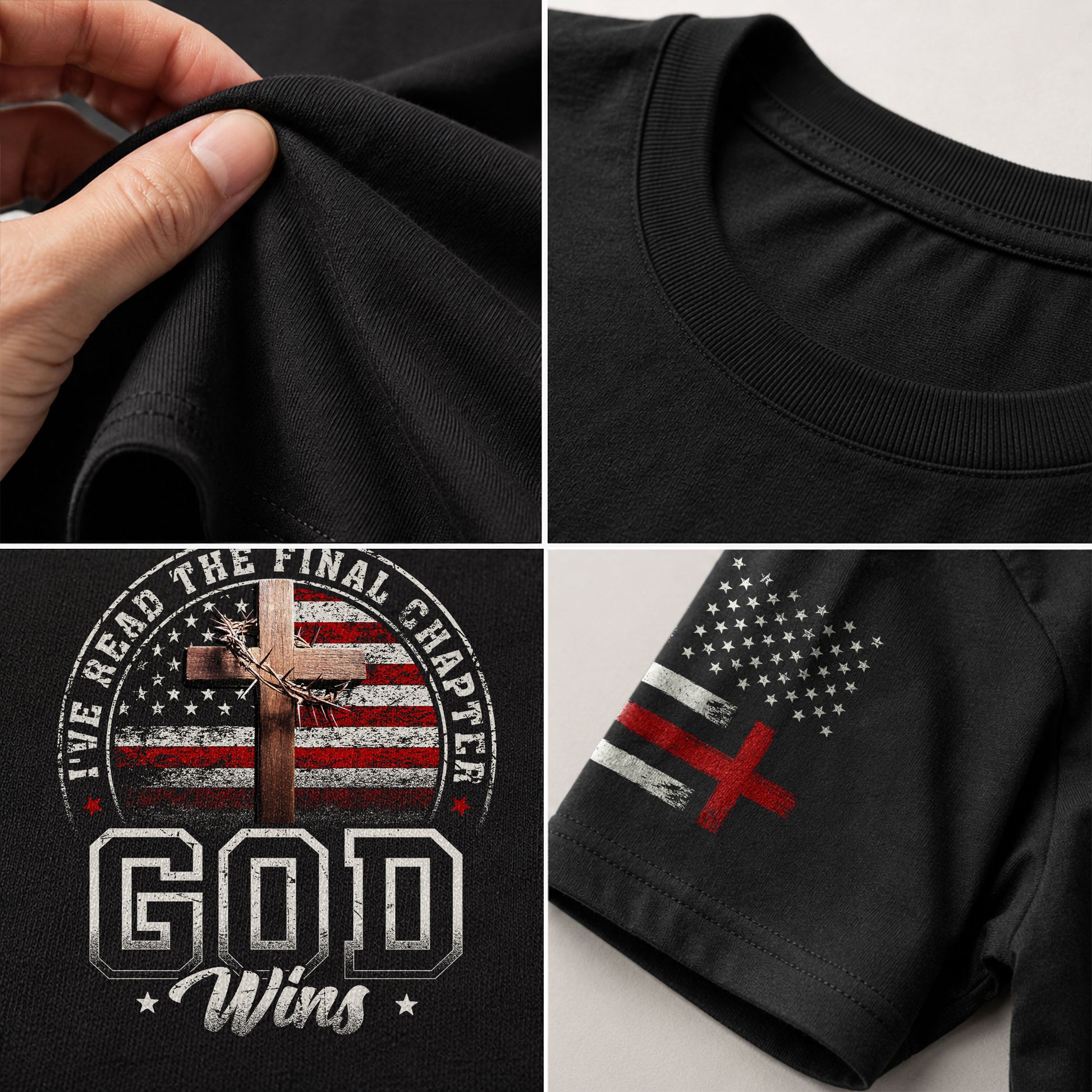 I've Read the Final Chapter God Wins American Flag Cross Christian - Christian Tee Shirts, Christian Shirts for Men - Rust Field Wear