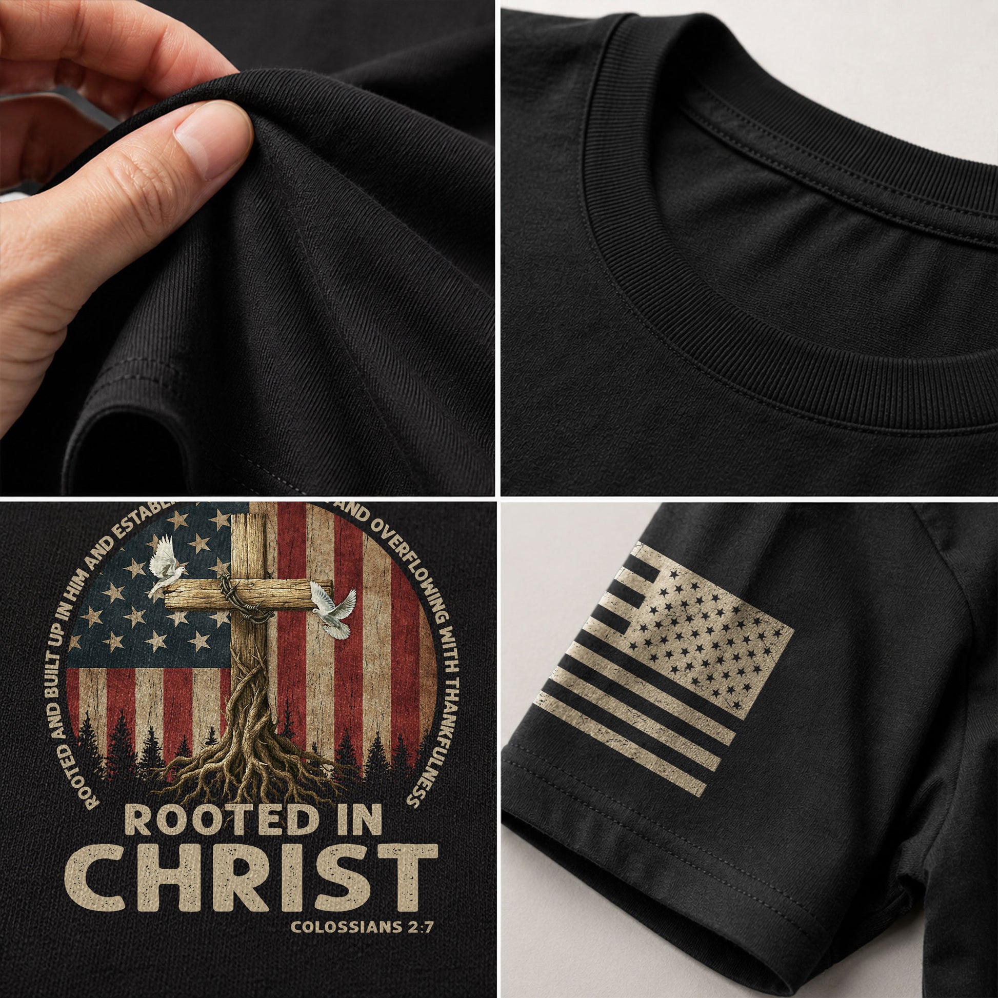 Christian Shirts for Men, Rooted in Christ Colossians 2:7 Christian - Christian Tee Shirts - Rust Field Wear