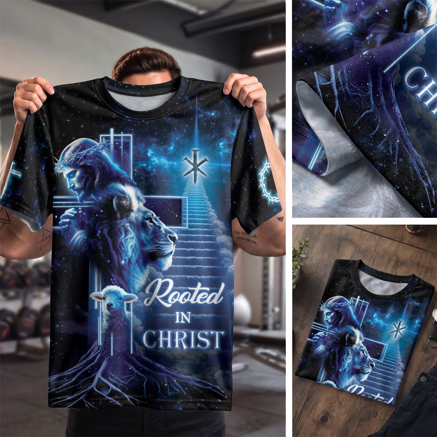 Christian Tee Shirts for Men, RustField Co - Rooted In Christ The Lion The Lamb And The King, Freedom Shirts - Rust Field Wear