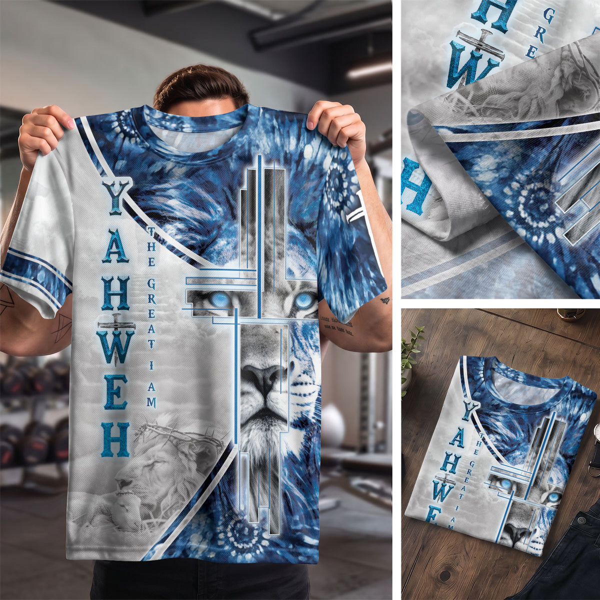 RustField Co Freedom Shirts - Yahweh Reigns with Lion and Cross of Power, Christian Tee Shirts for Men - Rust Field Wear