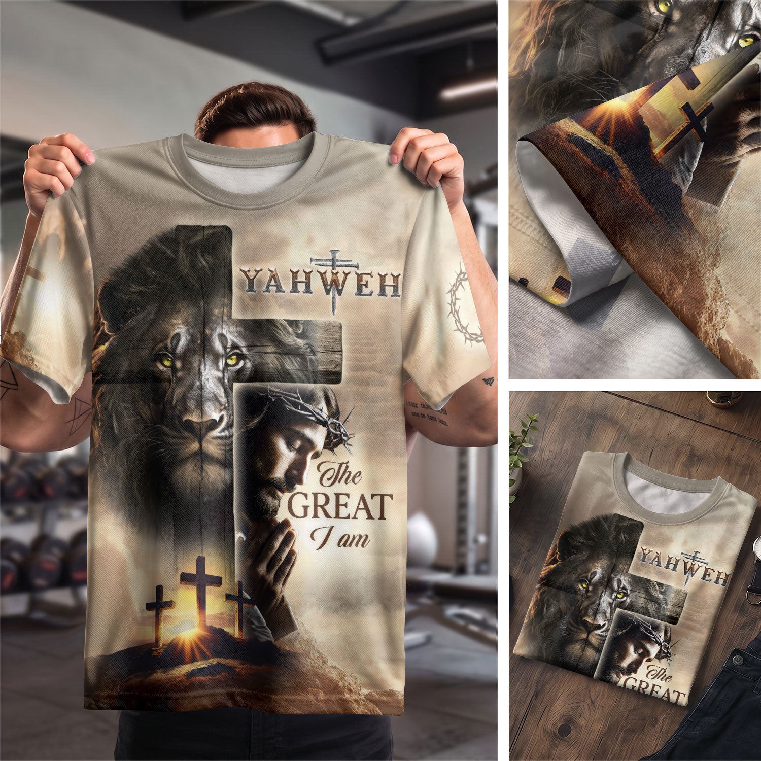 Freedom Shirts for Men, Lion of Judah and Cross Yahweh The Great I Am - Christian Tee Shirts, RustField Co - Rust Field Wear