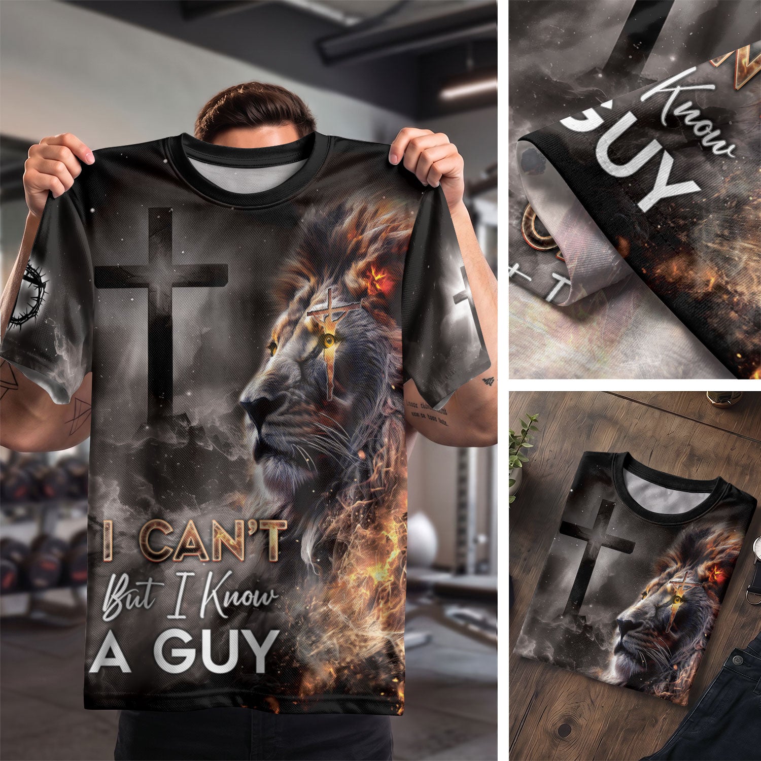 RustField Co, I Can't But He Can Fiery Lion Of Judah - Christian Tee Shirts for Men, Freedom Shirts - Rust Field Wear