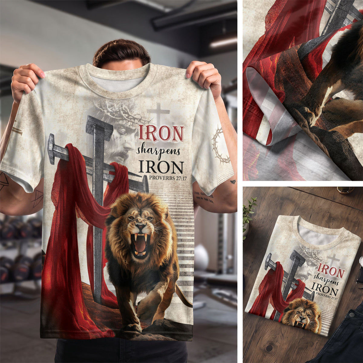 Iron Sharpens Iron Proverbs 27 17 Roaring Lion, Freedom Shirts - Christian Tee Shirts for Men, RustField Co - Rust Field Wear