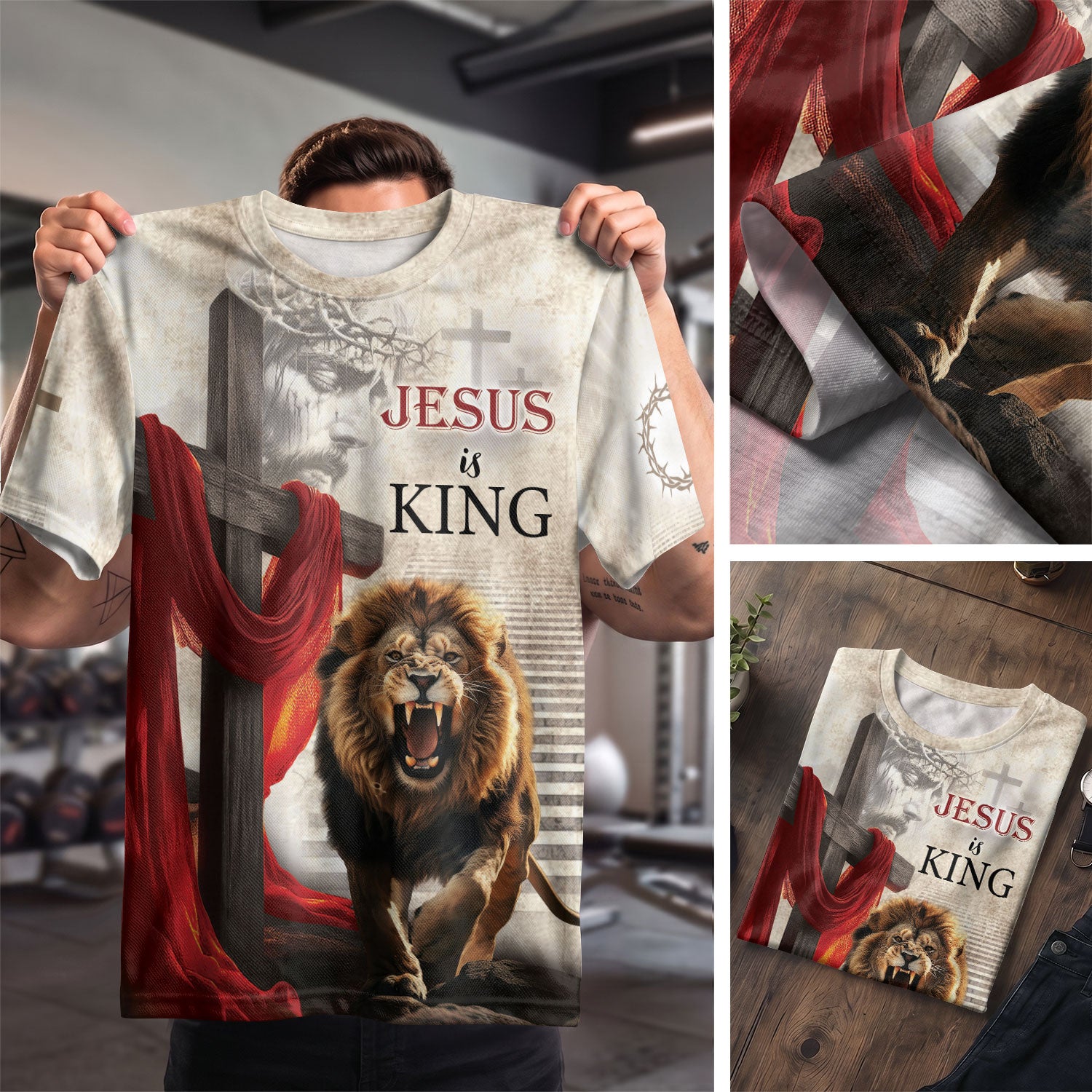 Christian Tee Shirts for Men - Jesus Is King The Roaring Lion Of Judah Triumphant, RustField Co Freedom Shirts - Rust Field Wear