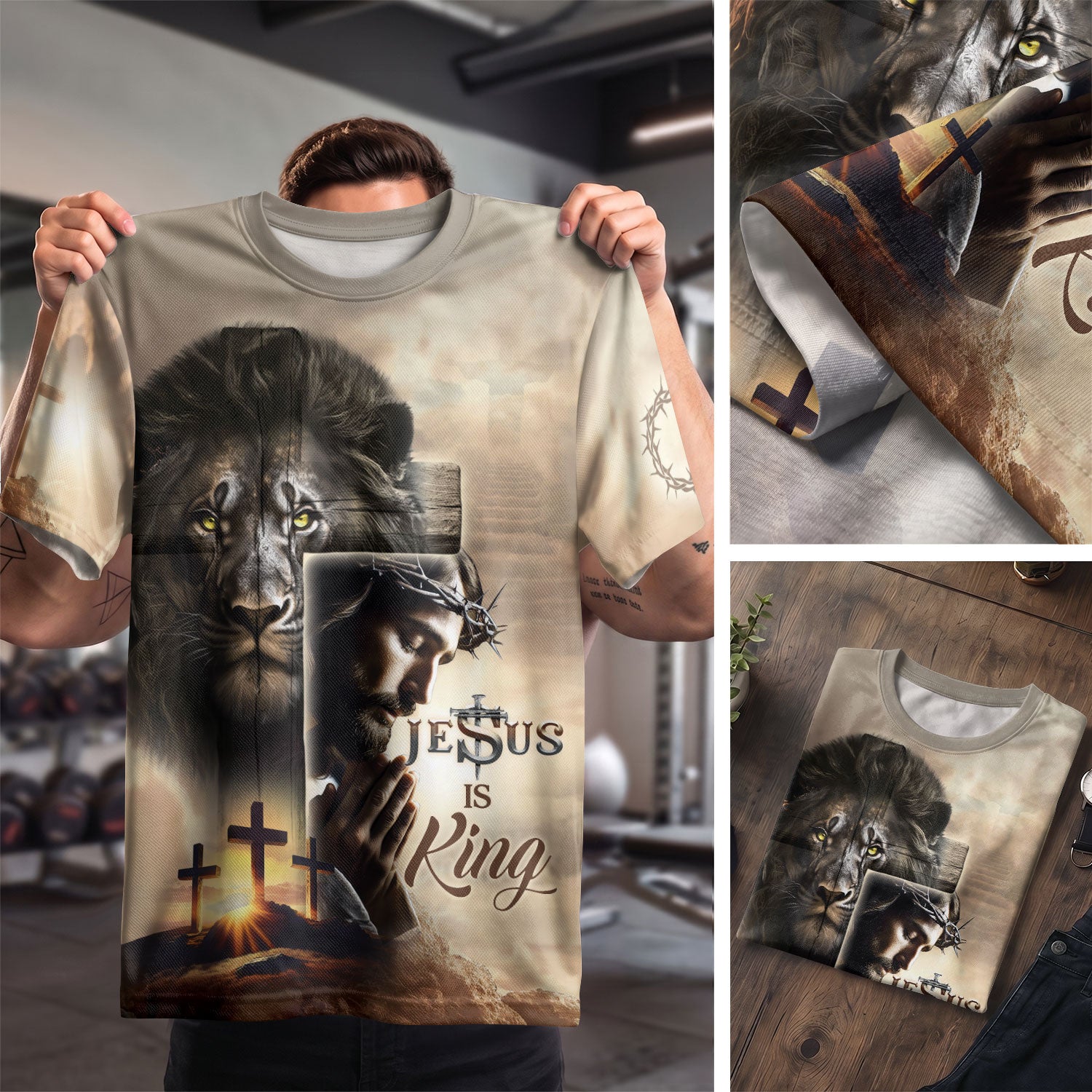 Freedom Shirts for Men, The Risen King Is Lord Of All Lion And Cross - Christian Tee Shirts, RustField Co - Rust Field Wear