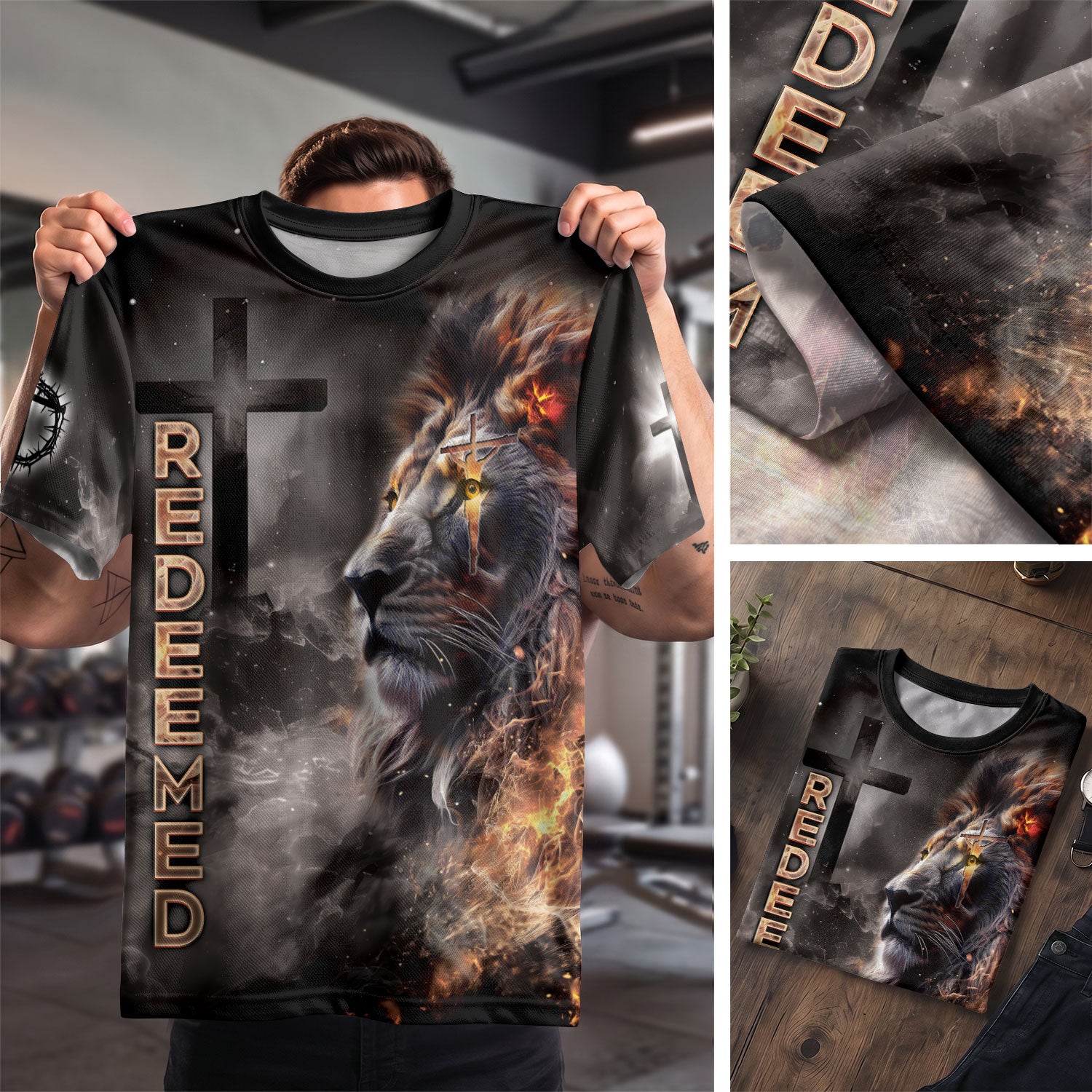 RustField Co Freedom Shirts - Redeemed By The Lion Of Judah Fiery, Christian Tee Shirts for Men - Rust Field Wear