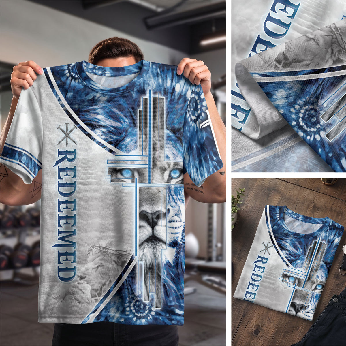 Christian Tee Shirts for Men - Eyed Lion Of Judah Redeemed, RustField Co Freedom Shirts - Rust Field Wear