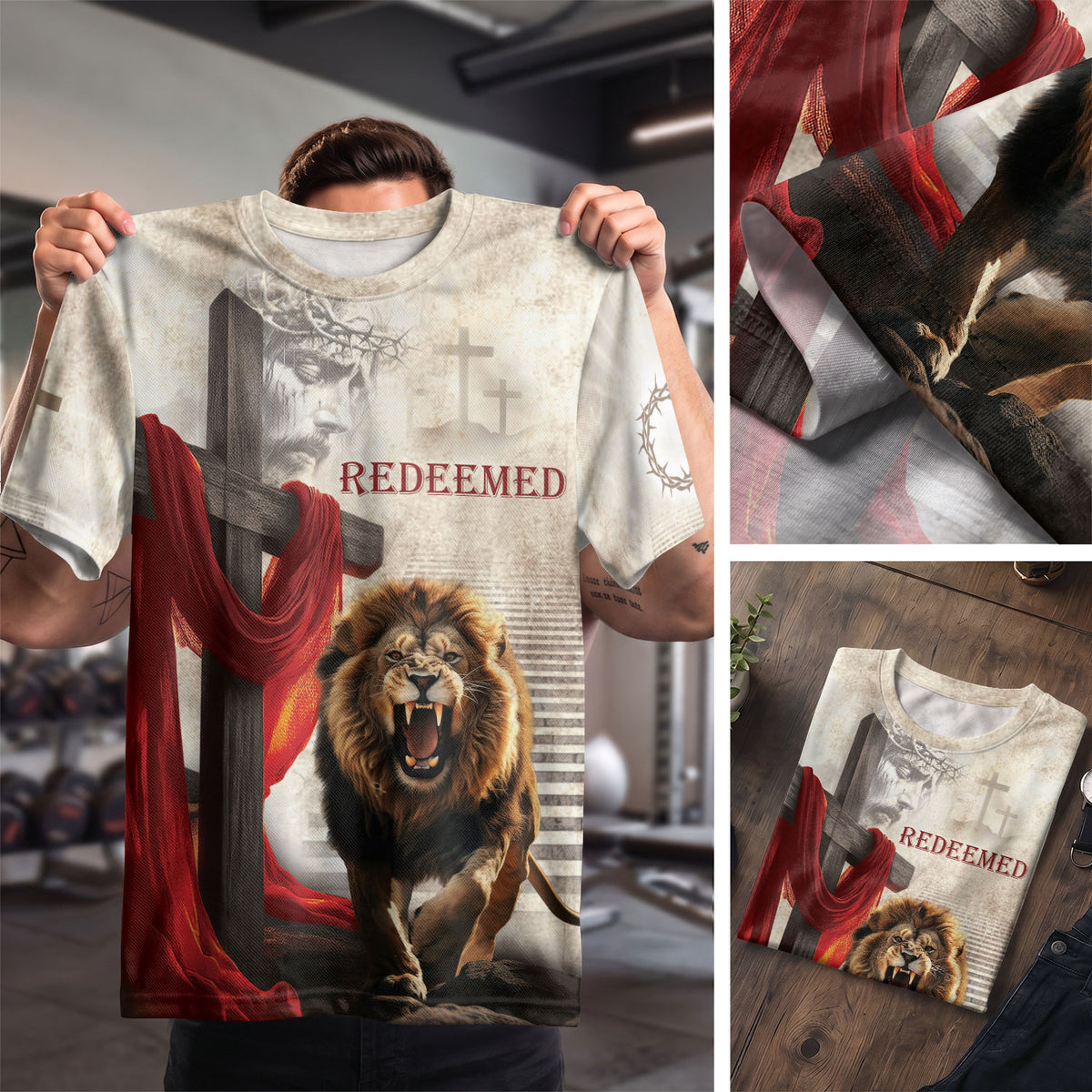 The Roaring Redeemer Lion And Cross Redeemed, Freedom Shirts - Christian Tee Shirts for Men, RustField Co - Rust Field Wear