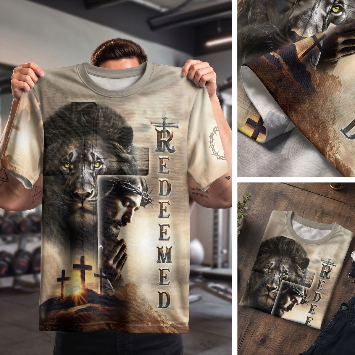 Redeemed At Calvary The Lion And The Savior - Christian Tee Shirts for Men, Freedom Shirts, RustField Co - Rust Field Wear