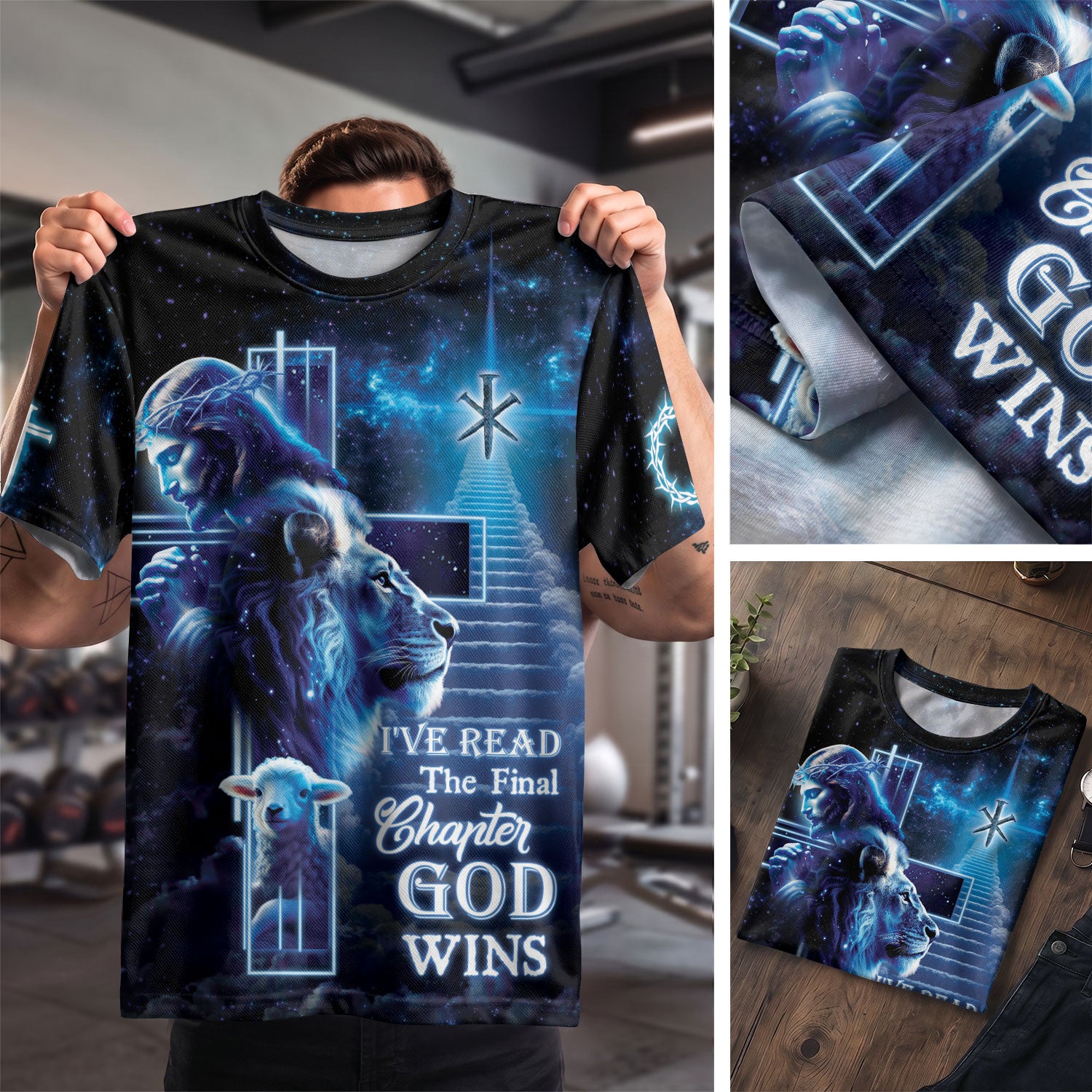 Christian Tee Shirts for Men, RustField Co - I've Read The Final Chapter God Wins Lion Cross Heaven, Freedom Shirts - Rust Field Wear