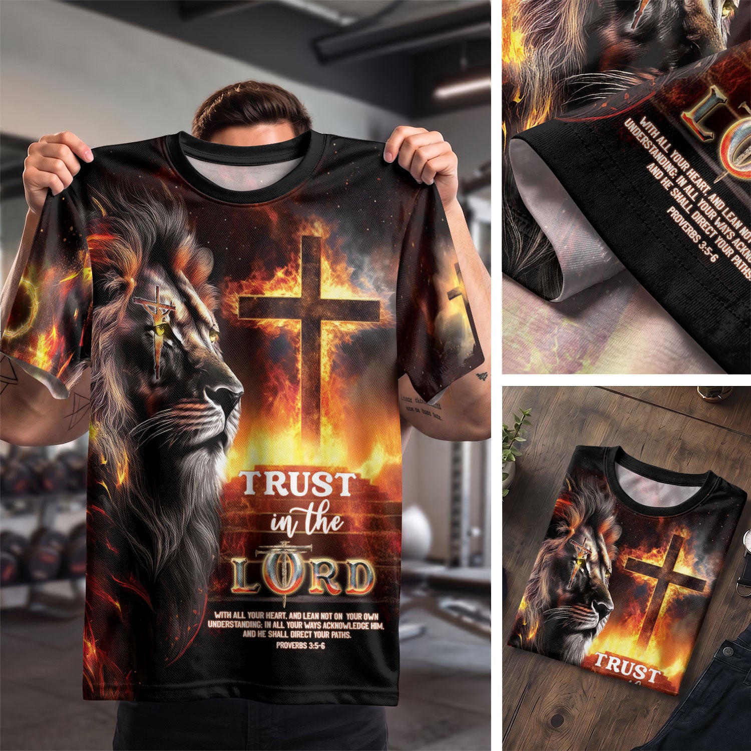RustField Co, Trust in the Lord Proverbs 3 5 6 Cross - Christian Tee Shirts for Men, Freedom Shirts - Rust Field Wear