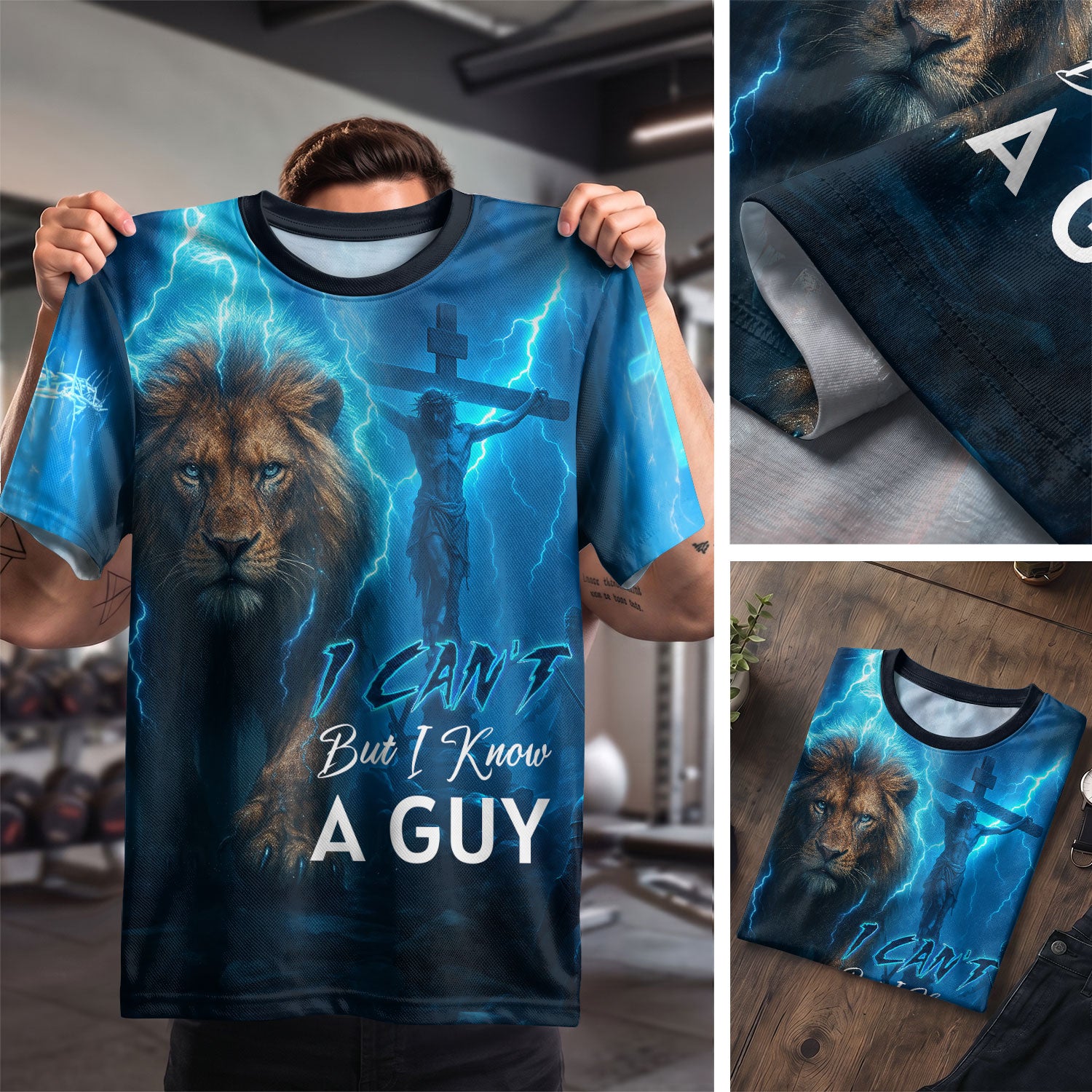 RustField Co, I Can't But I Know A Guy Lightning Lion of Judah Armor - Christian Tee Shirts for Men, Freedom Shirts - Rust Field Wear