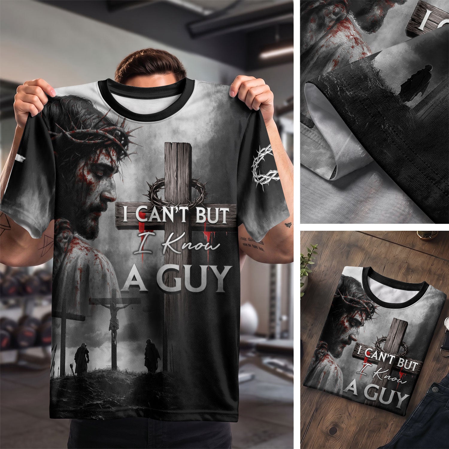 Christian Tee Shirts for Men, RustField Co - I Can't But I Know A Guy Jesus Cross Lion Redemption Warrior, Freedom Shirts - Rust Field Wear