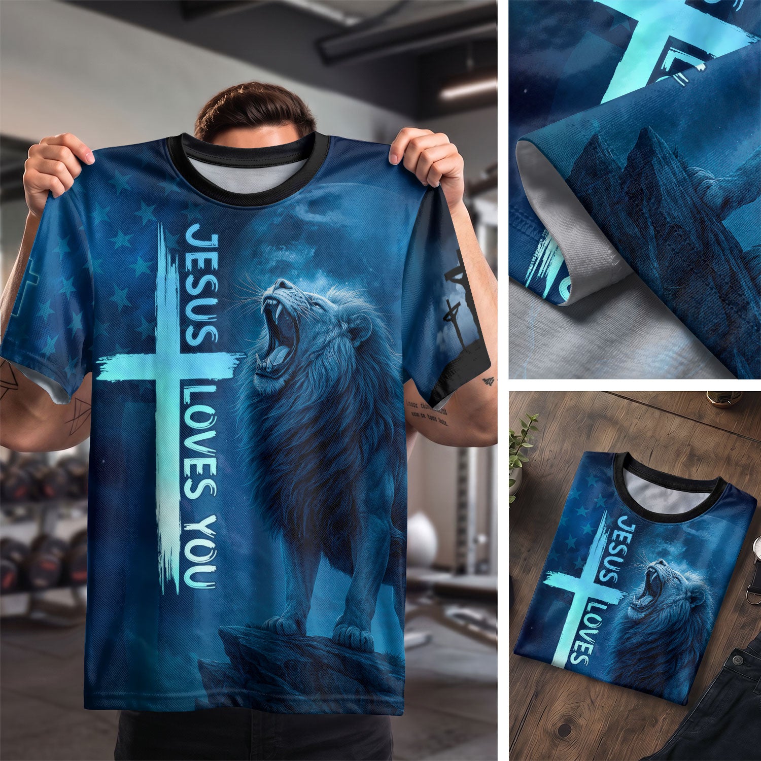 Christian Tee Shirts for Men, RustField Co - Jesus Loves You Lion of Judah, Freedom Shirts - Rust Field Wear