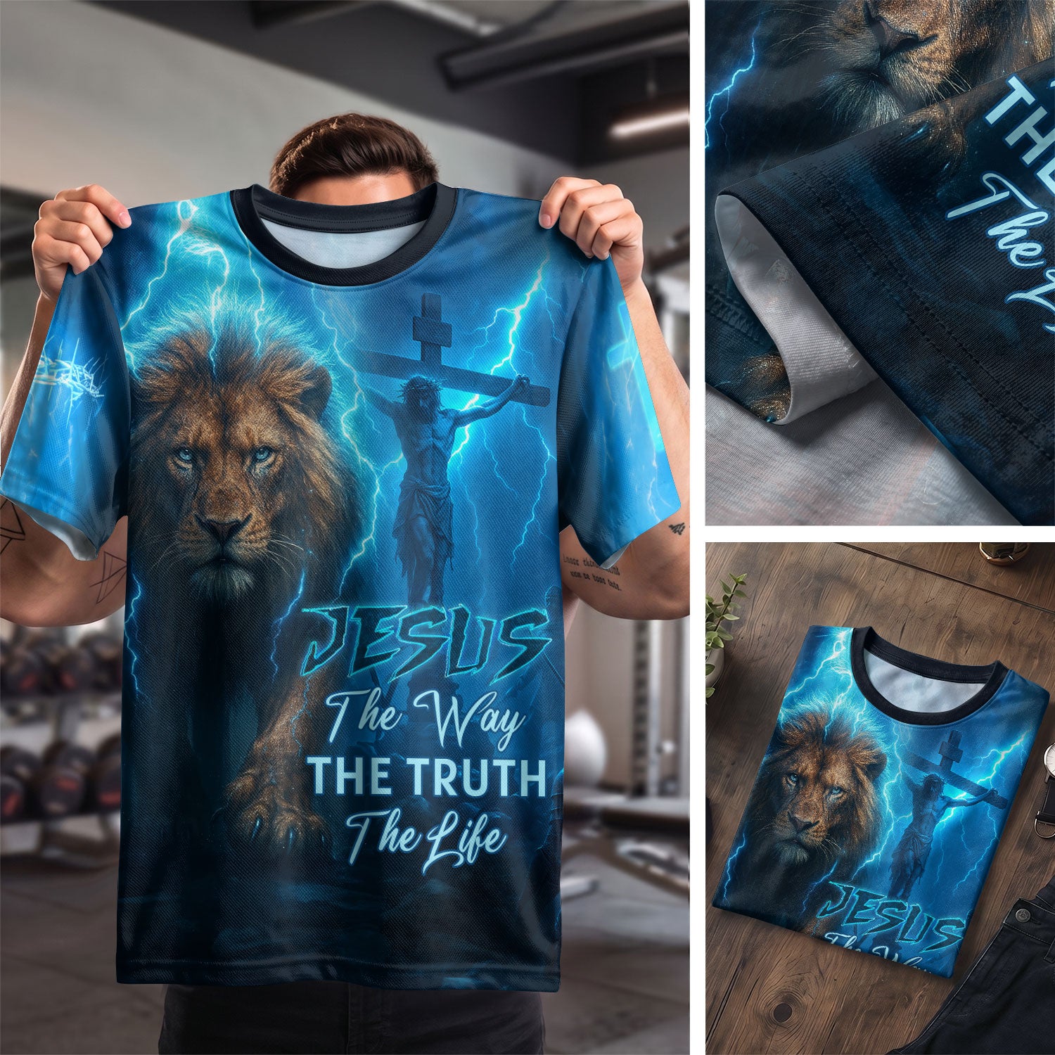 RustField Co Christian Tee Shirts - Jesus The Way The Truth The Life Lion Thunder Edition, Freedom Shirts for Men - Rust Field Wear