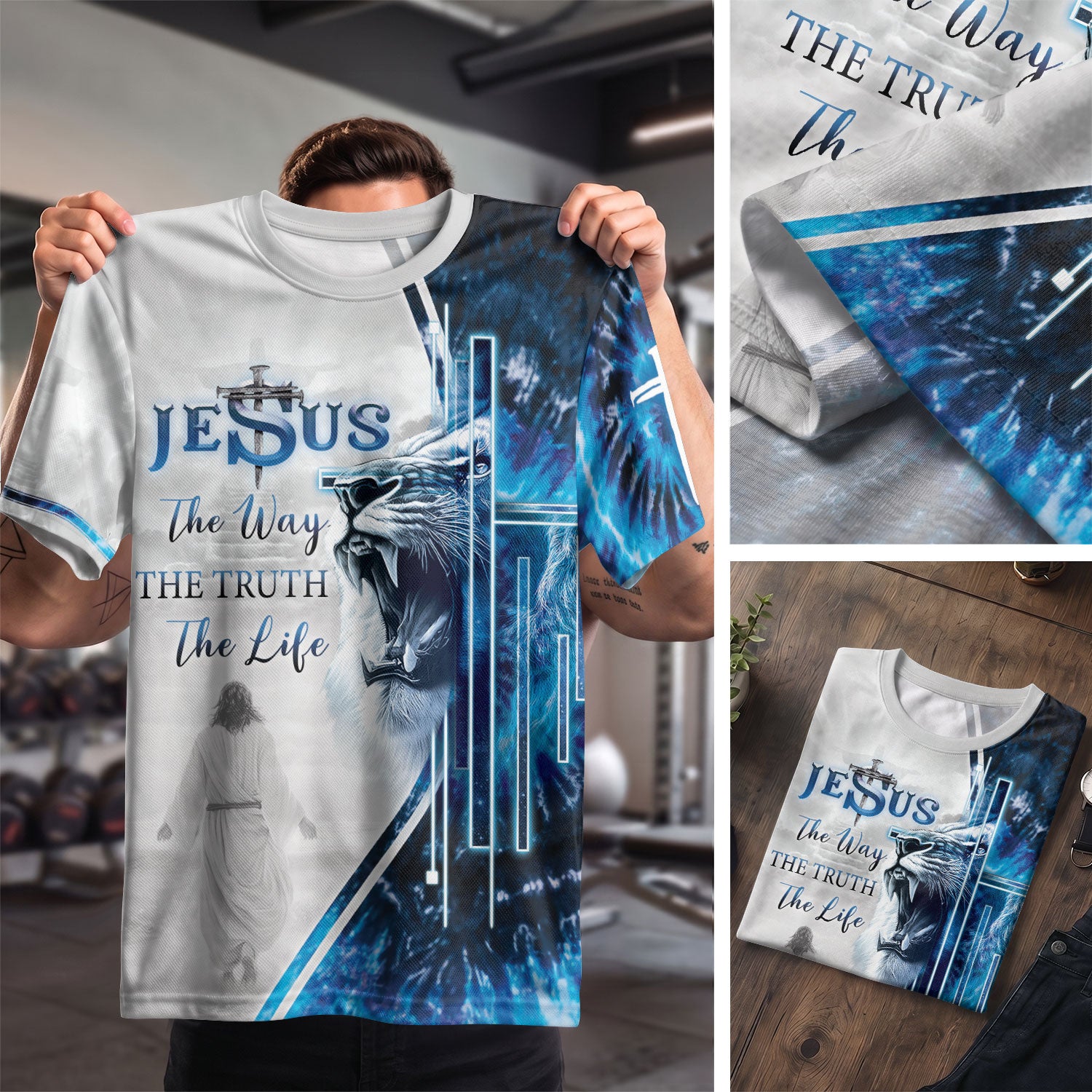 Christian Tee Shirts for Men, RustField Co - The Way The Truth The Life John 14 6 Roaring Lion, Freedom Shirts - Rust Field Wear