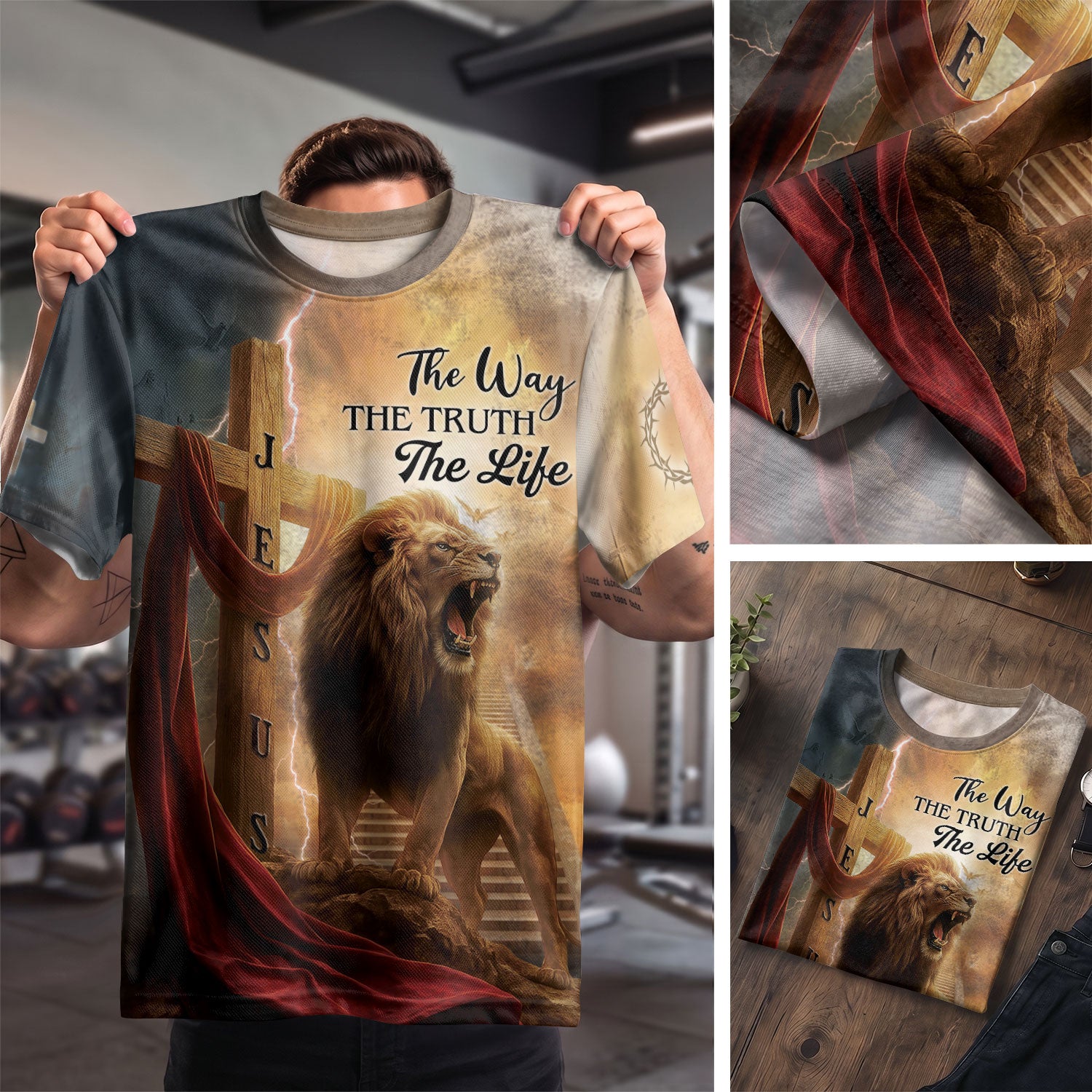 RustField Co Freedom Shirts - The Lion's Roar In The Storm The Way The Truth The Life, Christian Tee Shirts for Men - Rust Field Wear
