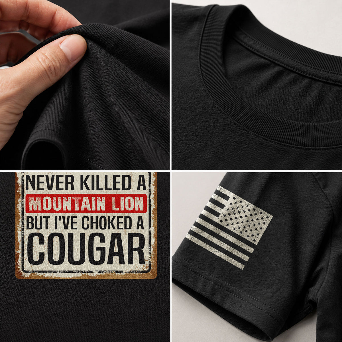 Never Killed A Mountain Lion But Ive Choked A Cougar Retro Plate Graphic T-Shirt