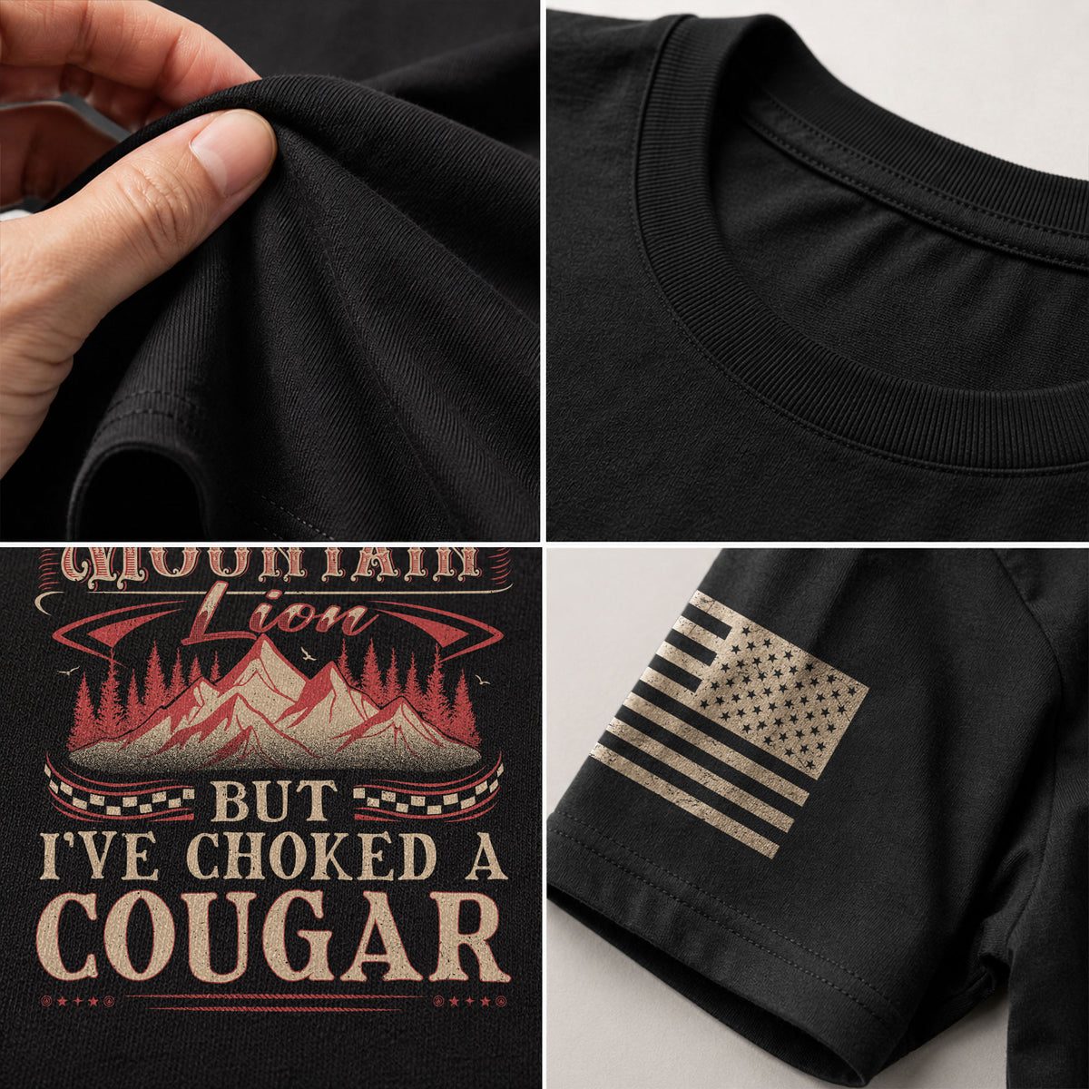 Never Killed A Mountain Lion But Ive Choked A Cougar Distressed Graphic T-Shirt