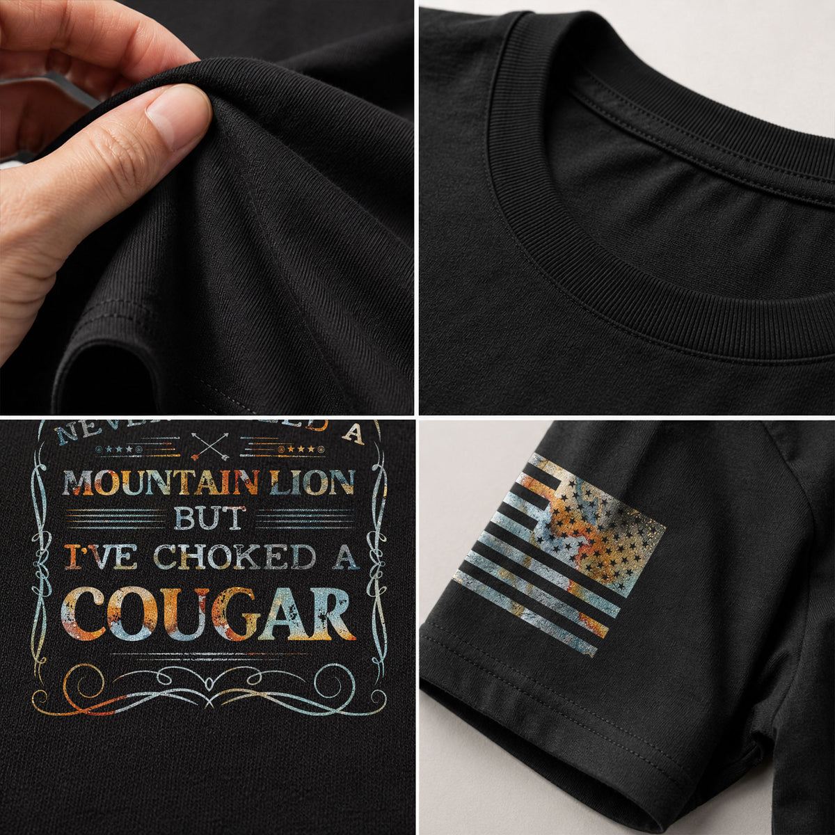 Never Killed A Mountain Lion But Ive Choked A Cougar Vintage Western Graphic T-Shirt Tee