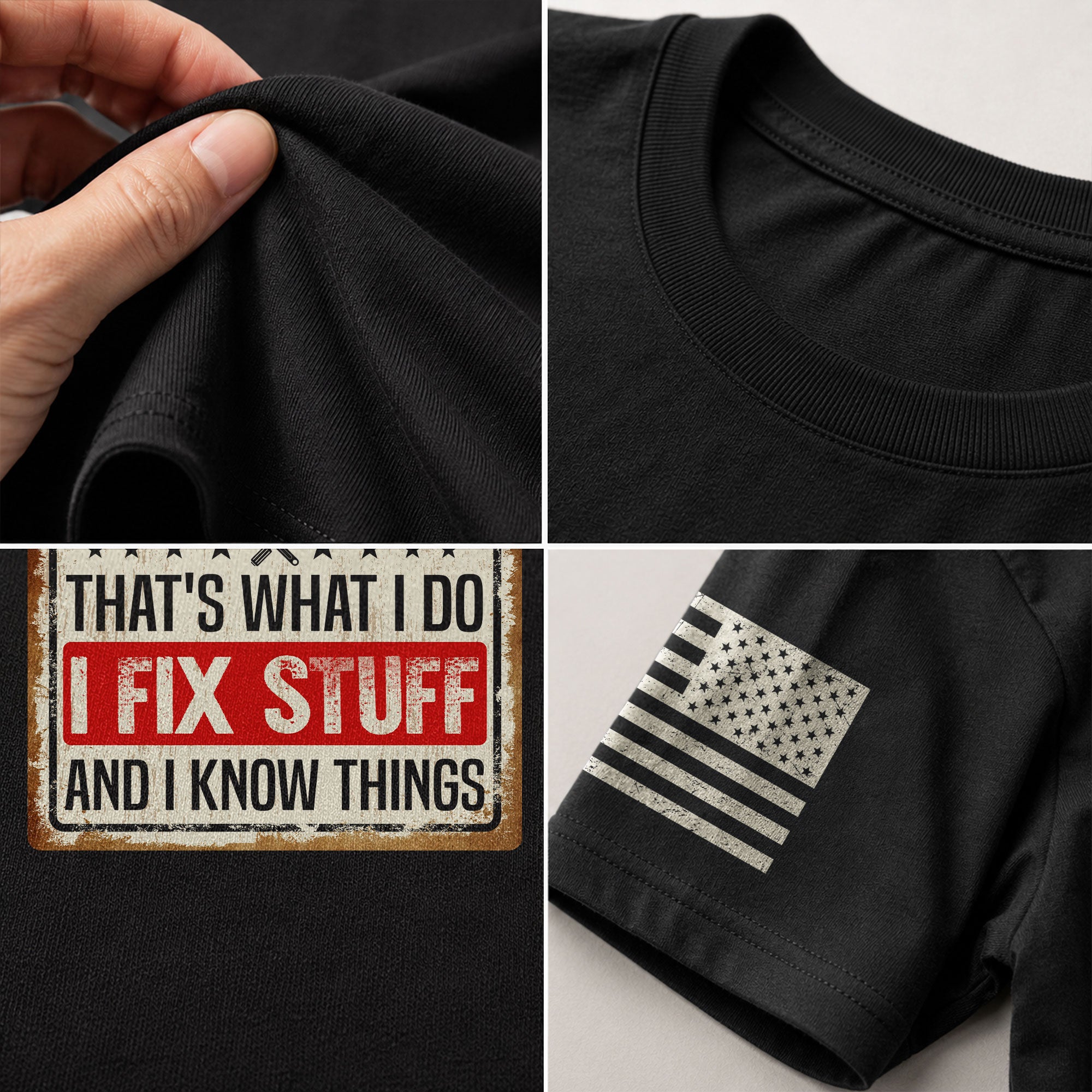 Men Vintage License Plate Graphic T-Shirt I Fix Stuff And I Know Things Sign Tee