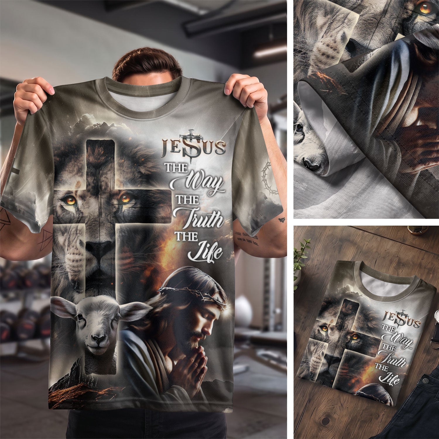 Freedom Shirts for Men, Jesus The Way The Truth The Life Lion Lamb Cross - Christian Tee Shirts, RustField Co - Rust Field Wear