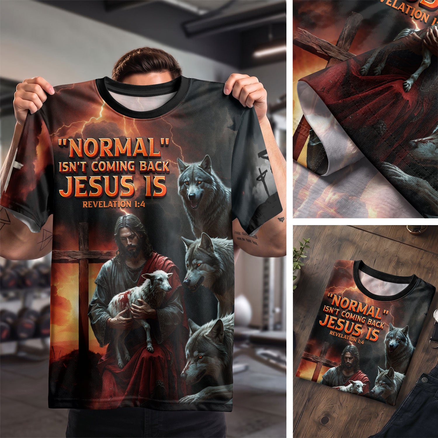 Christian Tee Shirts, Revelation Fire Jesus Is Coming Back Lion and Lamb - Freedom Shirts for Men, RustField Co - Rust Field Wear