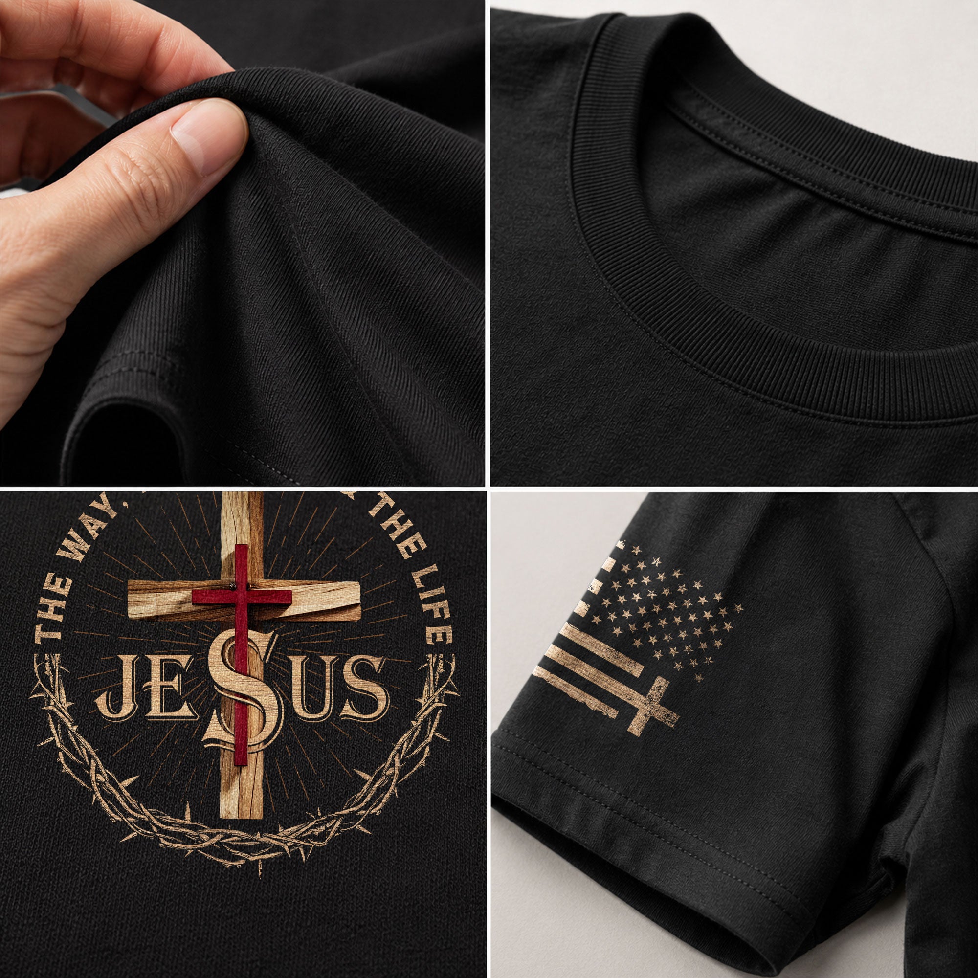 Christian Shirts for Men, The Way The Truth The Life Jesus Cross Crown Christian - Christian Tee Shirts - Rust Field Wear