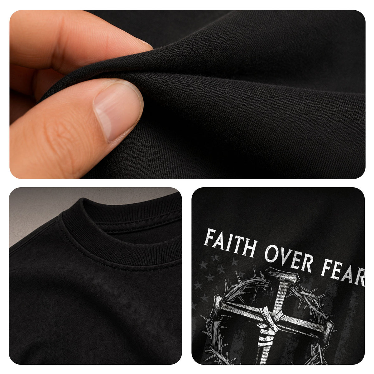 Faith Over Fear Cross Crown of Thorns Christian - Christian Shirts for Men, Faith Based Christian Tee Shirts - Rust Field Wear