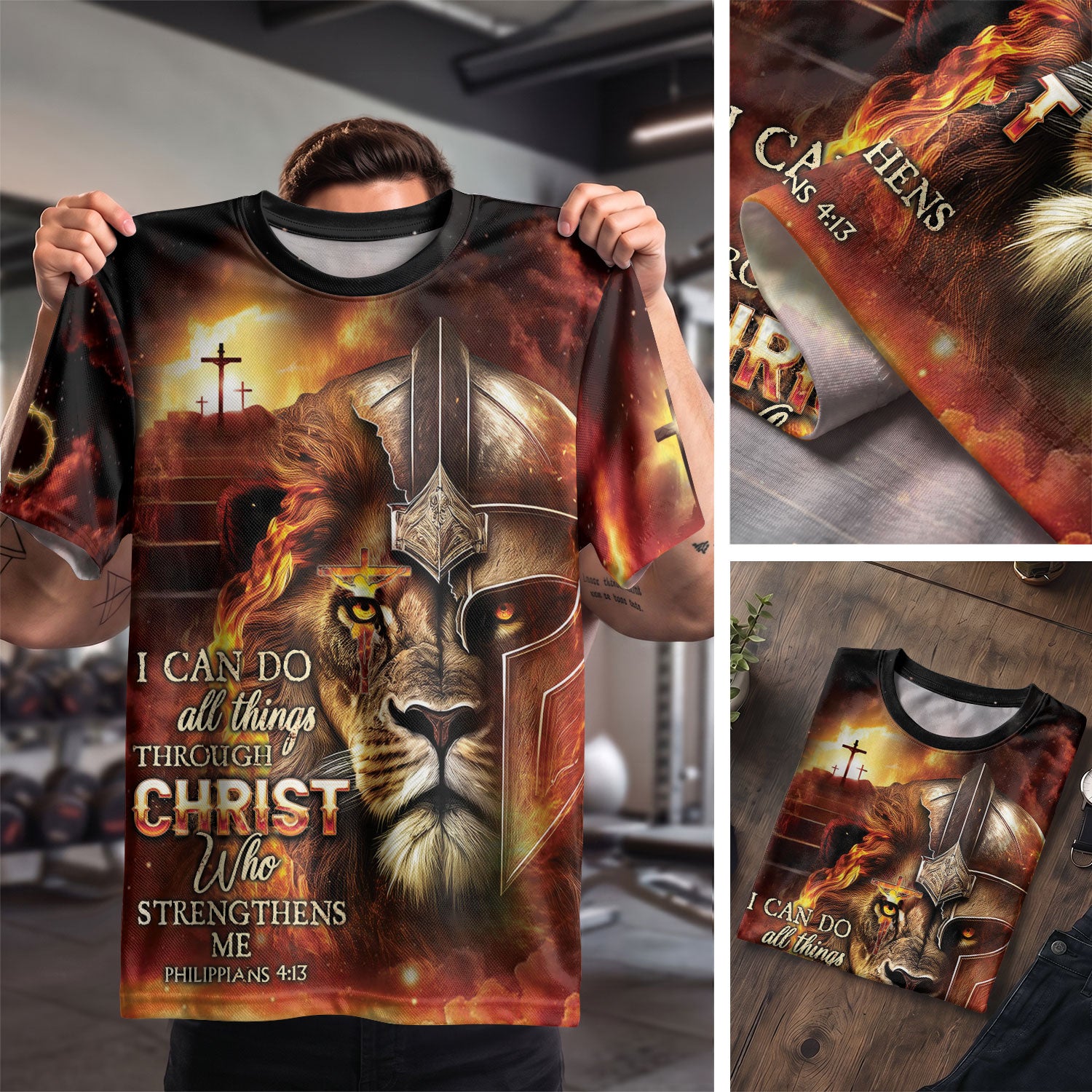 I Can Do All Things Through Christ Lion Warrior Cross - Christian Tee Shirts for Men, Freedom Shirts, RustField Co - Rust Field Wear